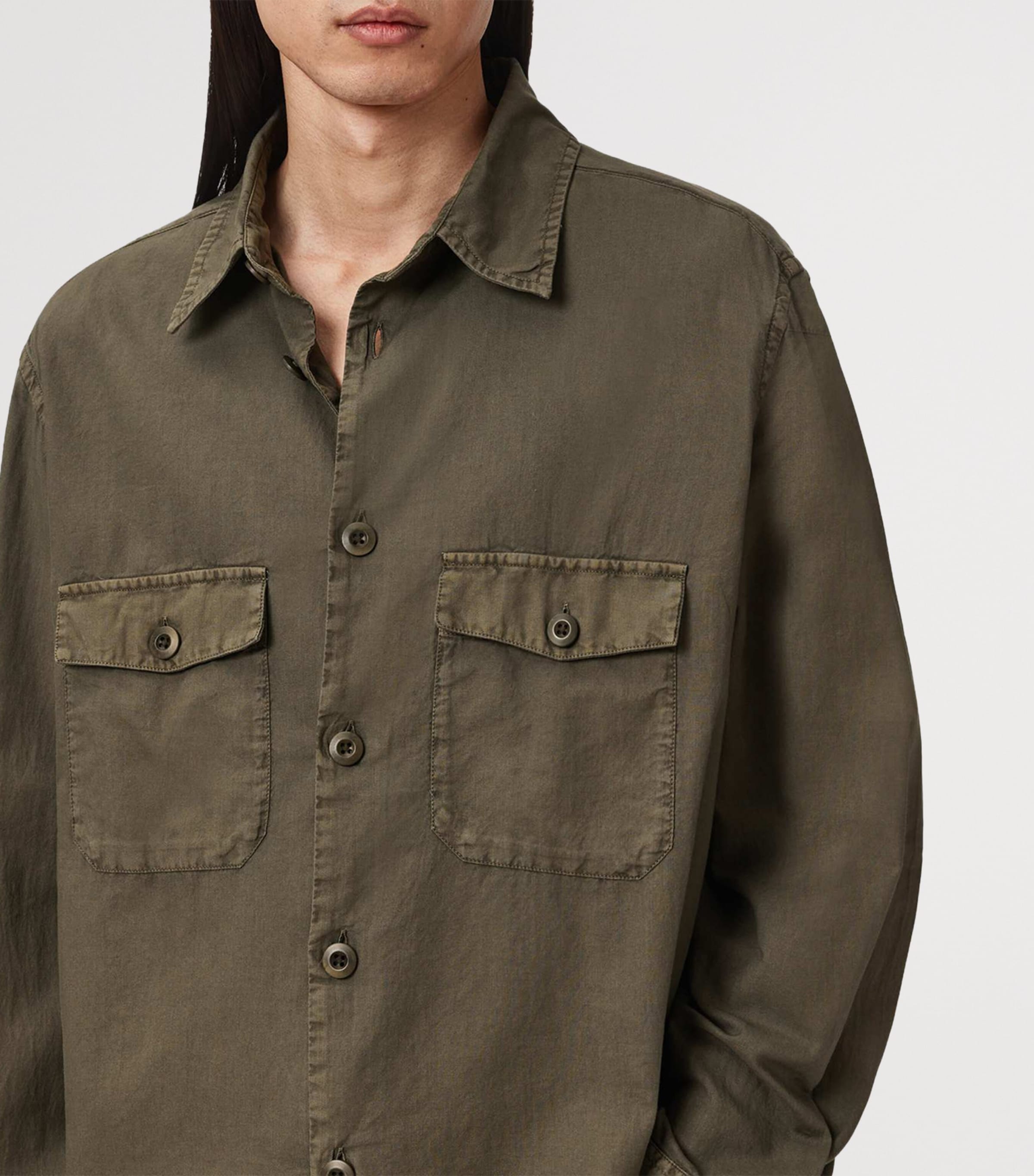 AllSaints Mens Organic Cotton Strand Shirt Mangrove Green Image 5