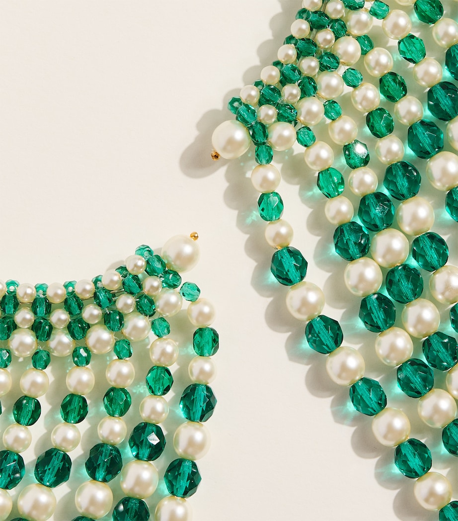 Beaded Frangia Necklace Green/white Image 3