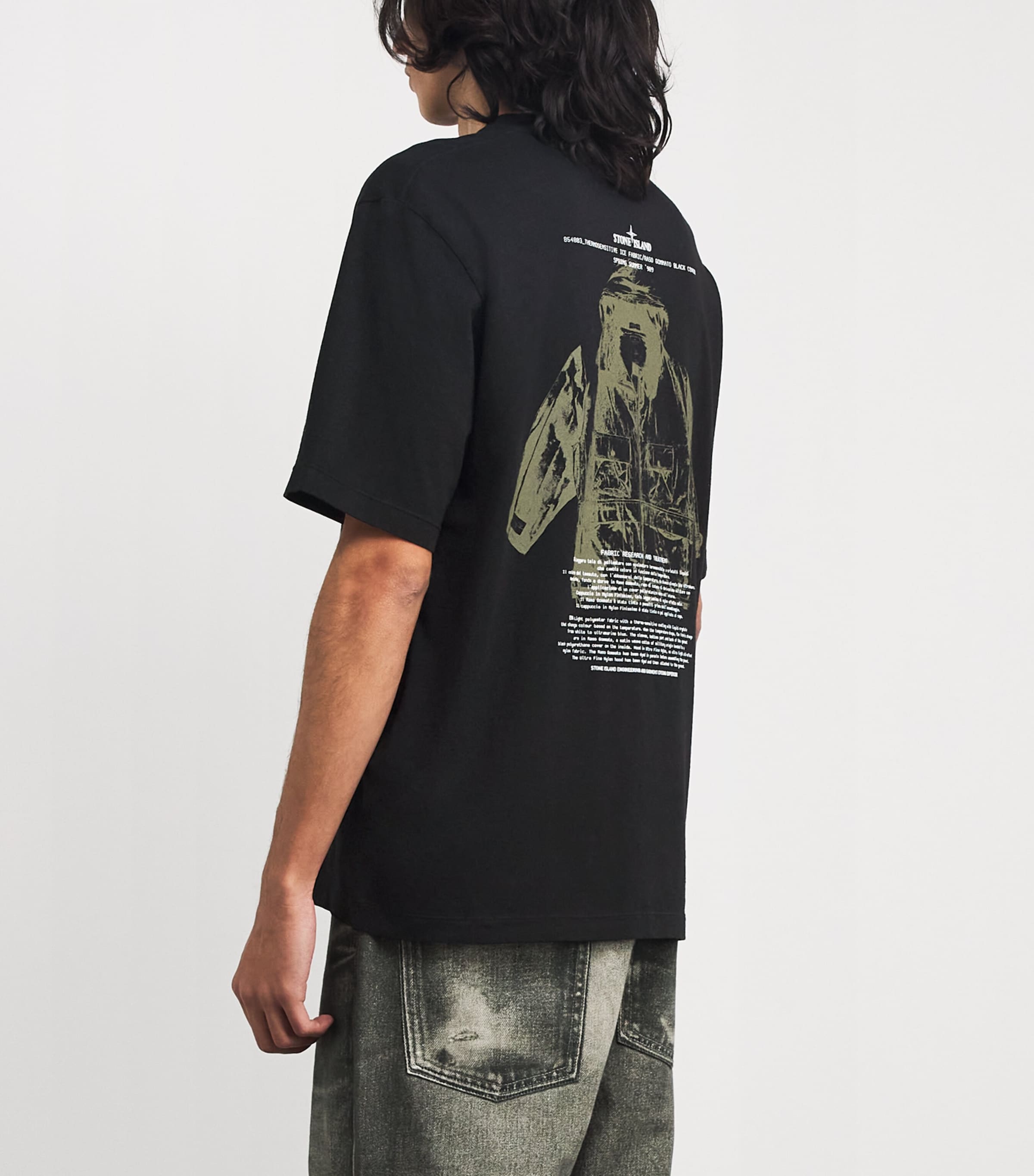Stone Island Black Cotton Archivio Logo T-Shirt | Harrods UK