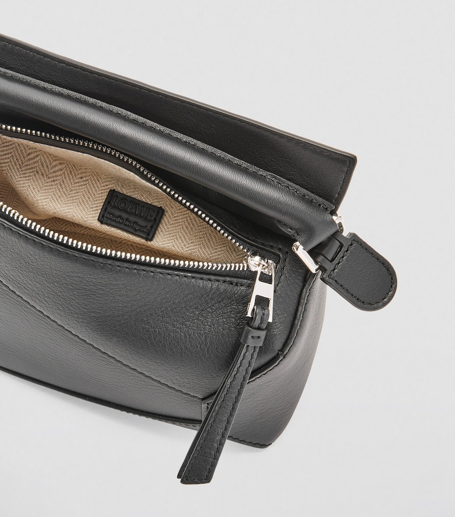 Mini Leather Puzzle Edge Top-Handle Bag BLACK Image 10