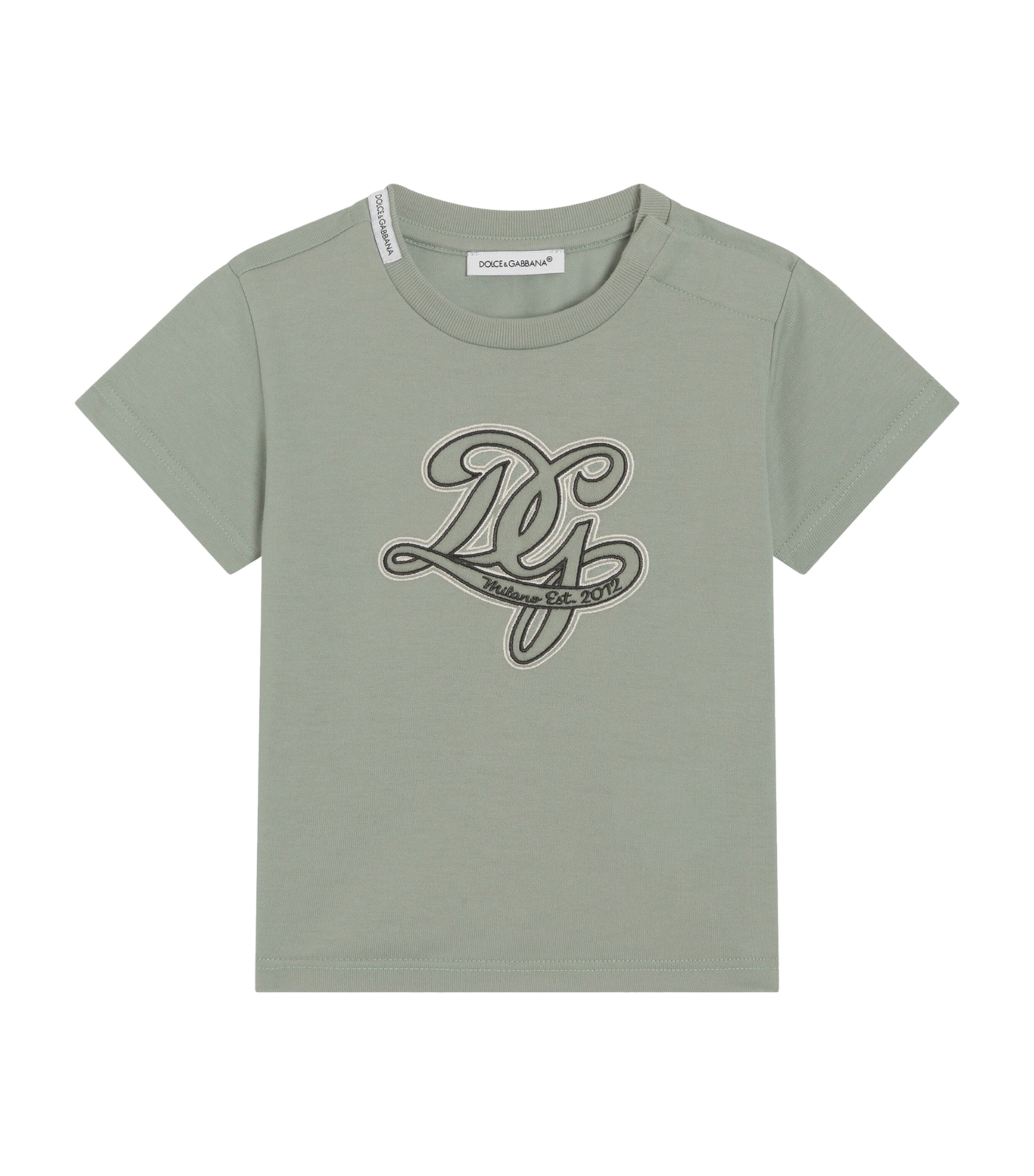 Dolce&Gabbana Kids Cotton Logo T-Shirt (3-30 Months) Grey Green Image 1