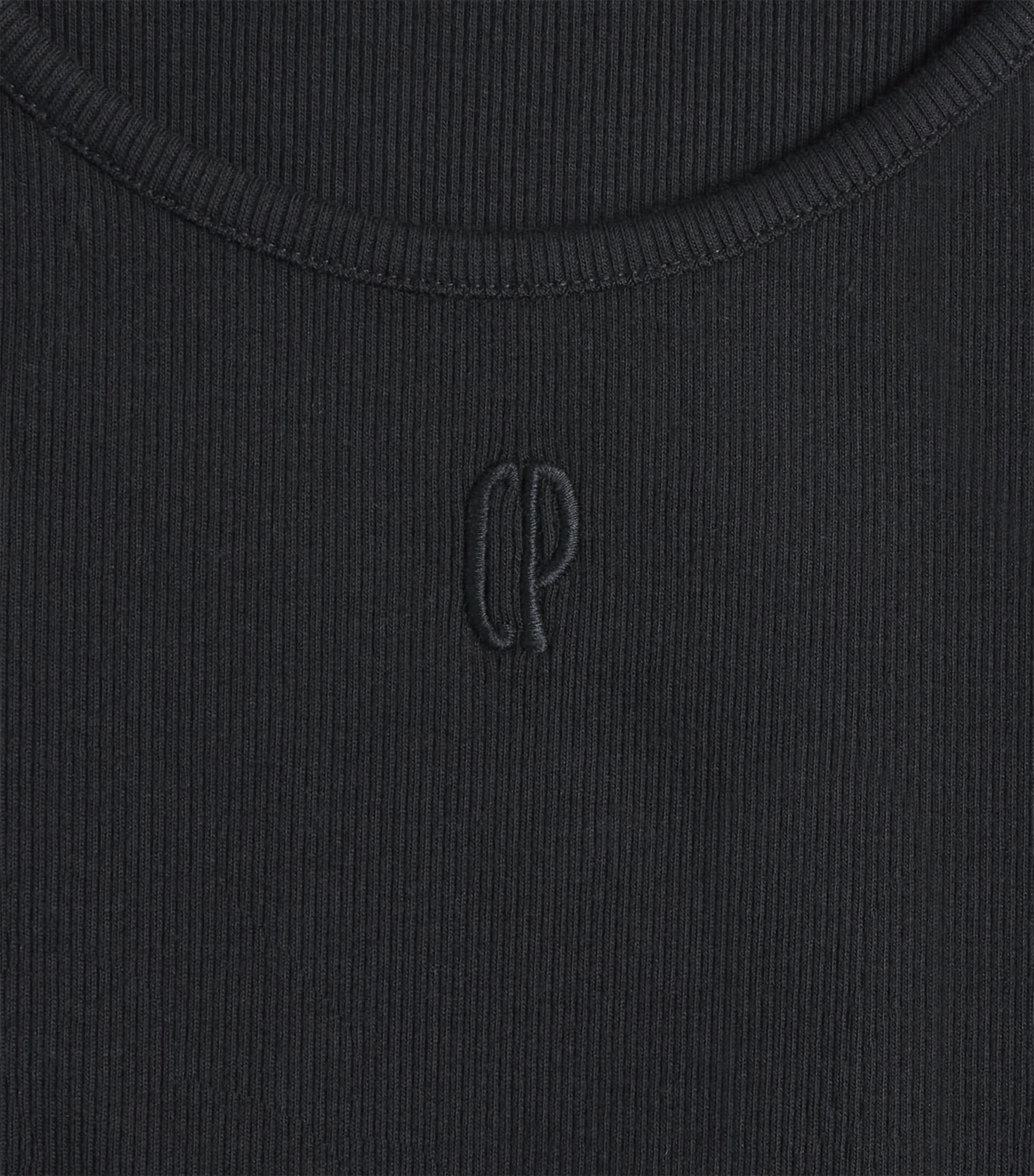 Stretch-Cotton Ribbed Tank Top BLACK Image 5