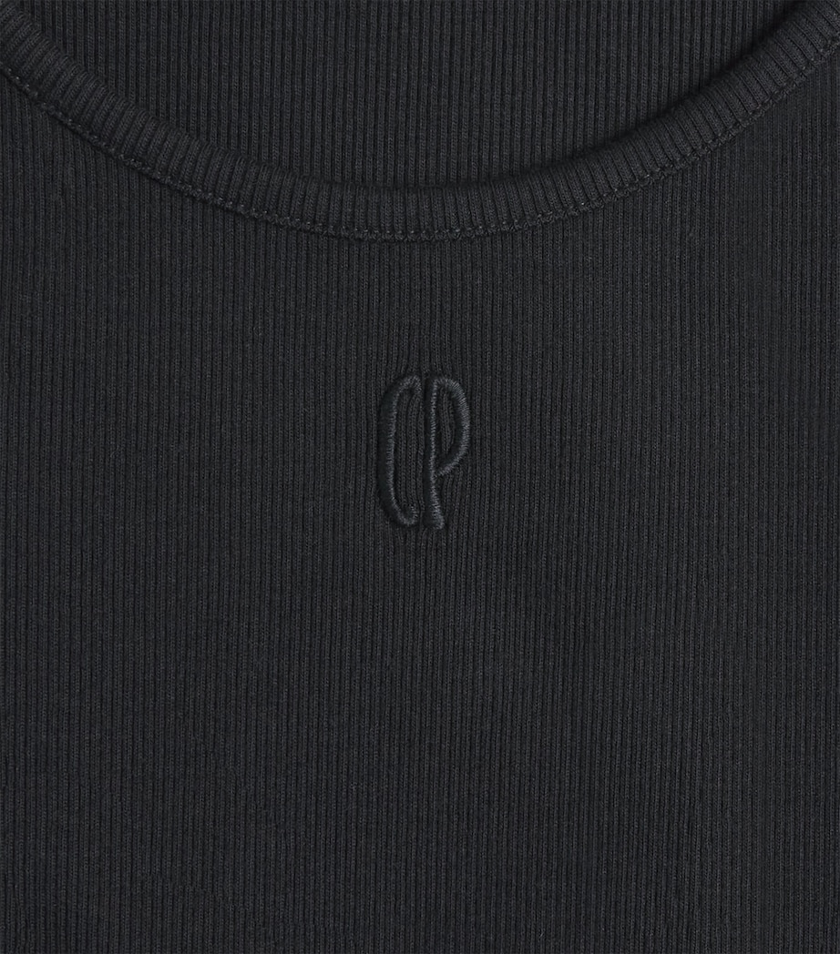 Stretch-Cotton Ribbed Tank Top BLACK Image 5