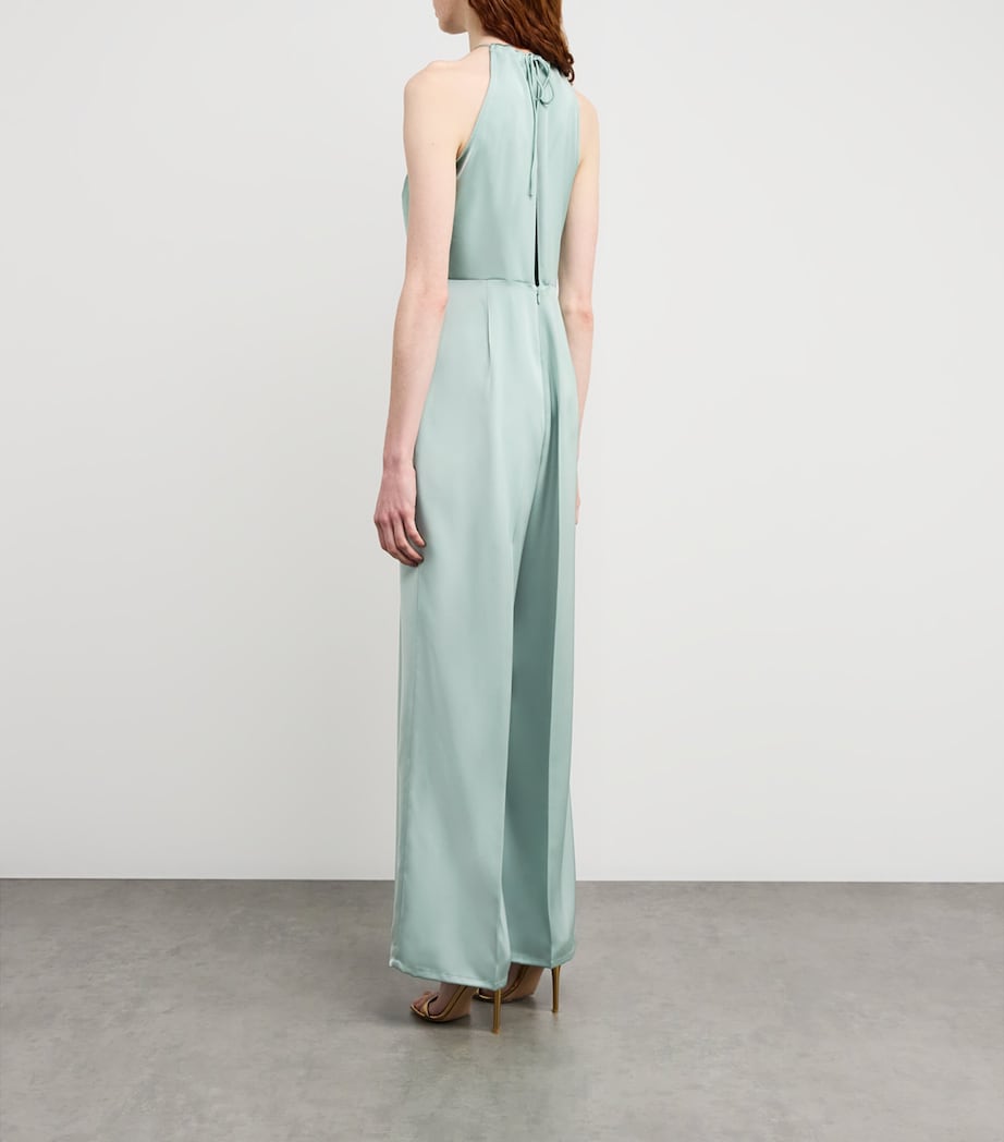 Satin Halterneck Jumpsuit WATER GREEN Image 3