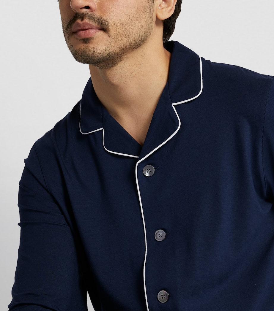 Derek Rose Mens Modal-Blend Basel Pyjama Set Navy Image 5