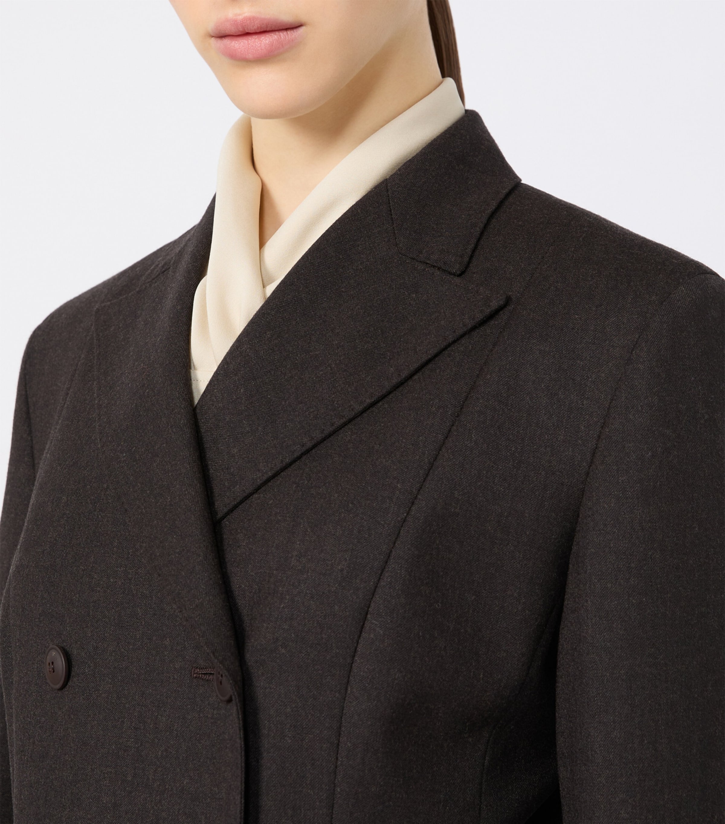 Max Mara Womens Virgin Wool Blazer Dark Brown Image 4