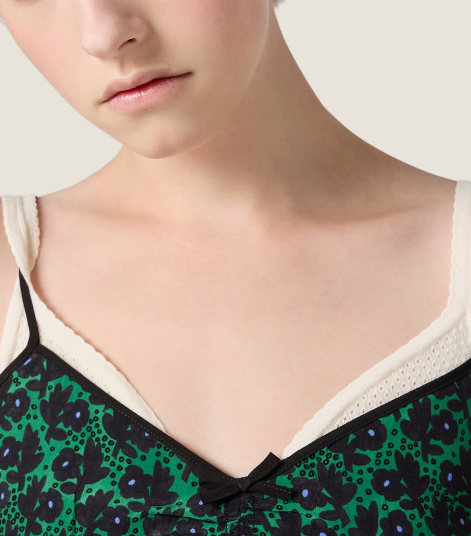 Miu Miu Womens Silk Crepe de Chine Midi Dress Green Image 5