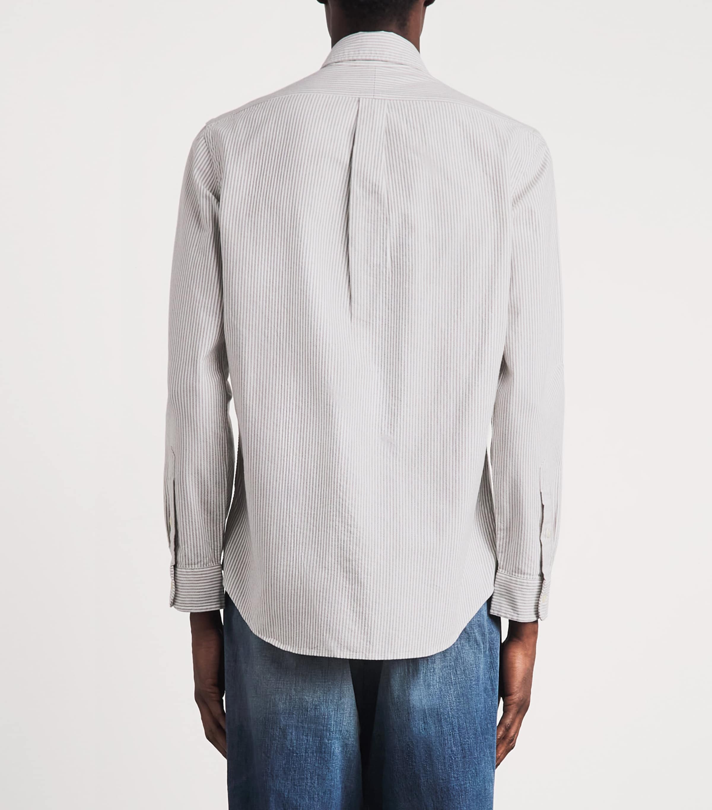 Polo Ralph Lauren Mens Cotton Stripe Shirt Nutmeg Brn Wht Image 5