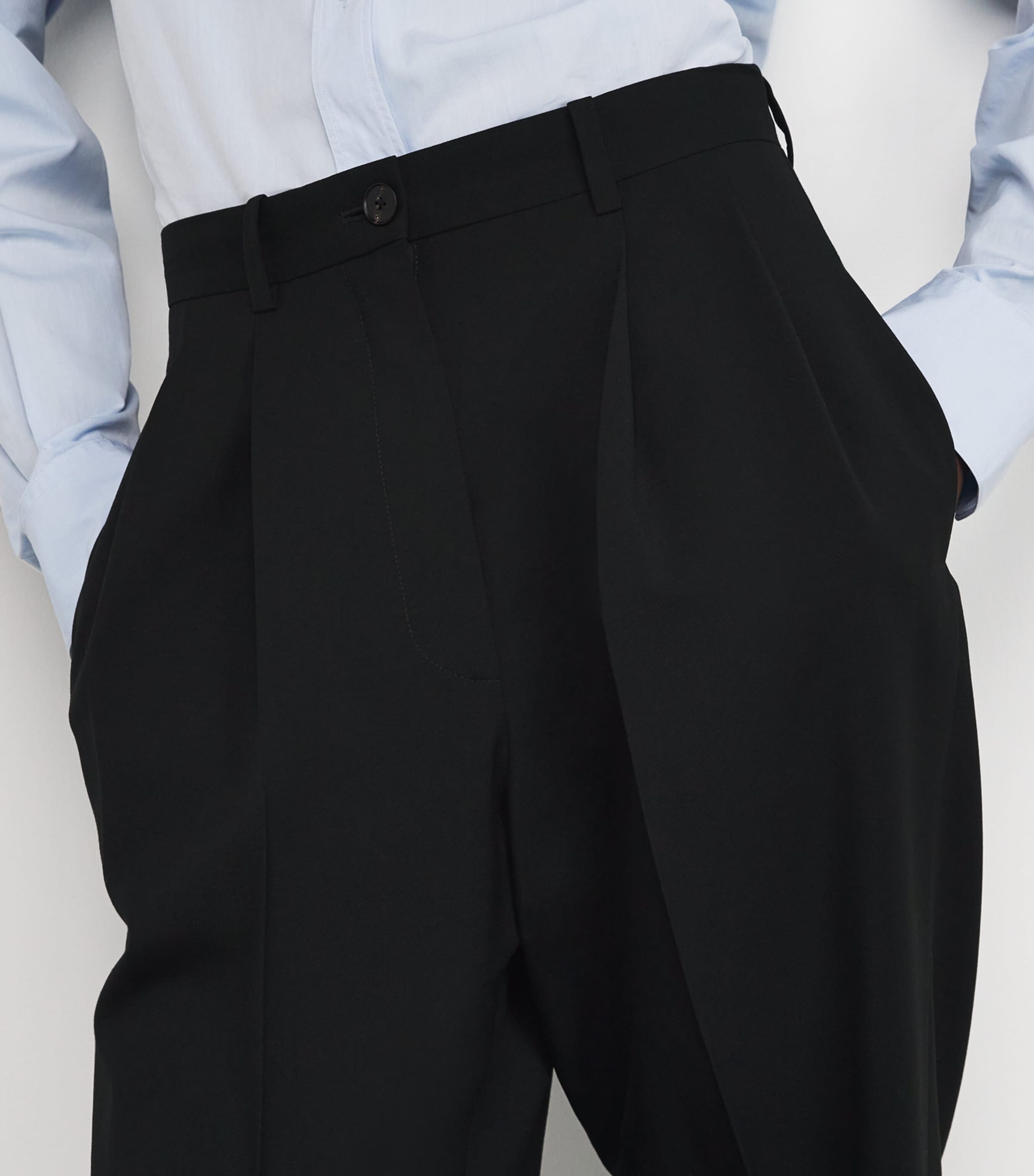 Treve Wool Tailored Trousers BLACK Image 5