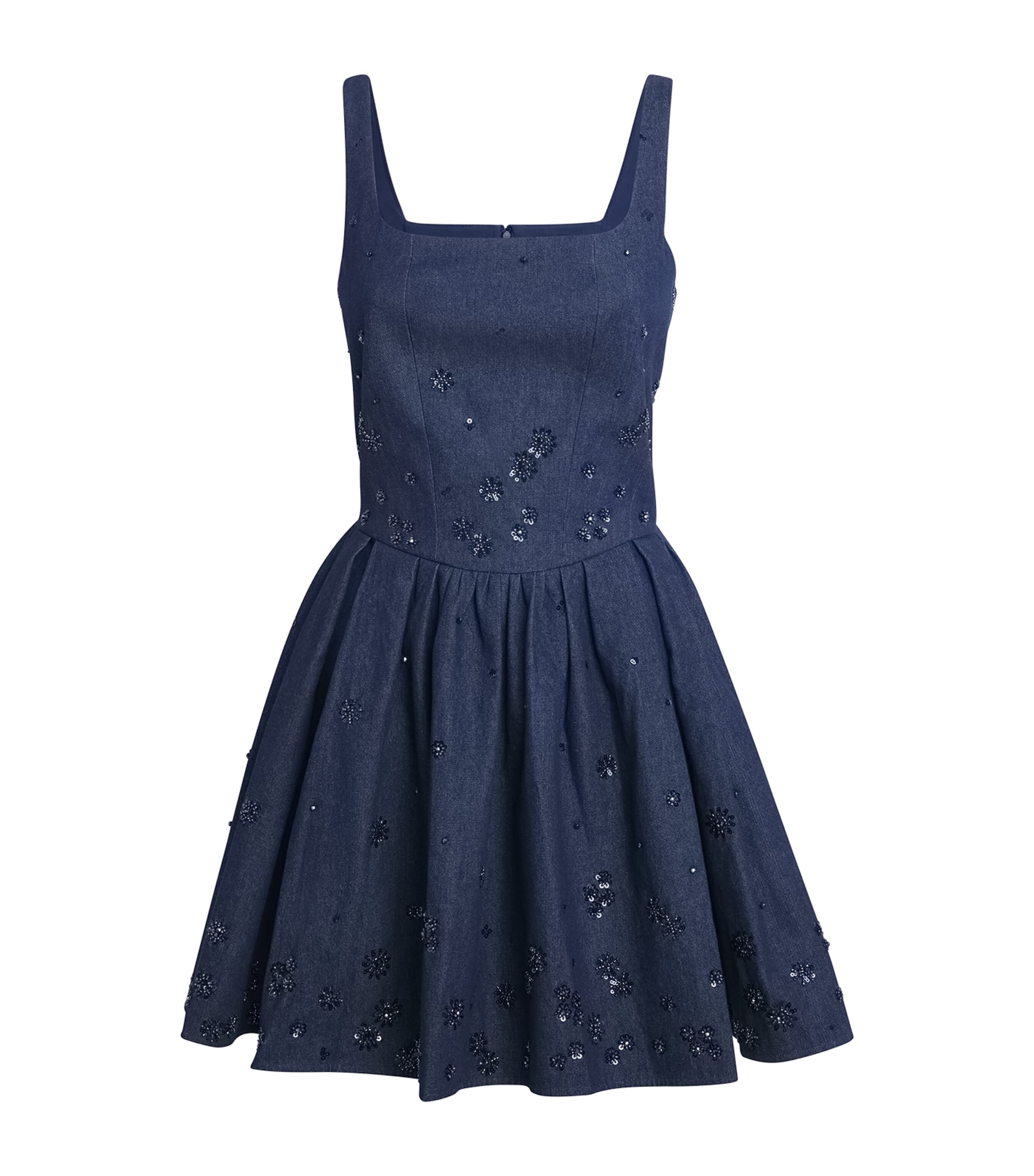 Maje Womens Denim Embellished Mini Dress Navy Image 1