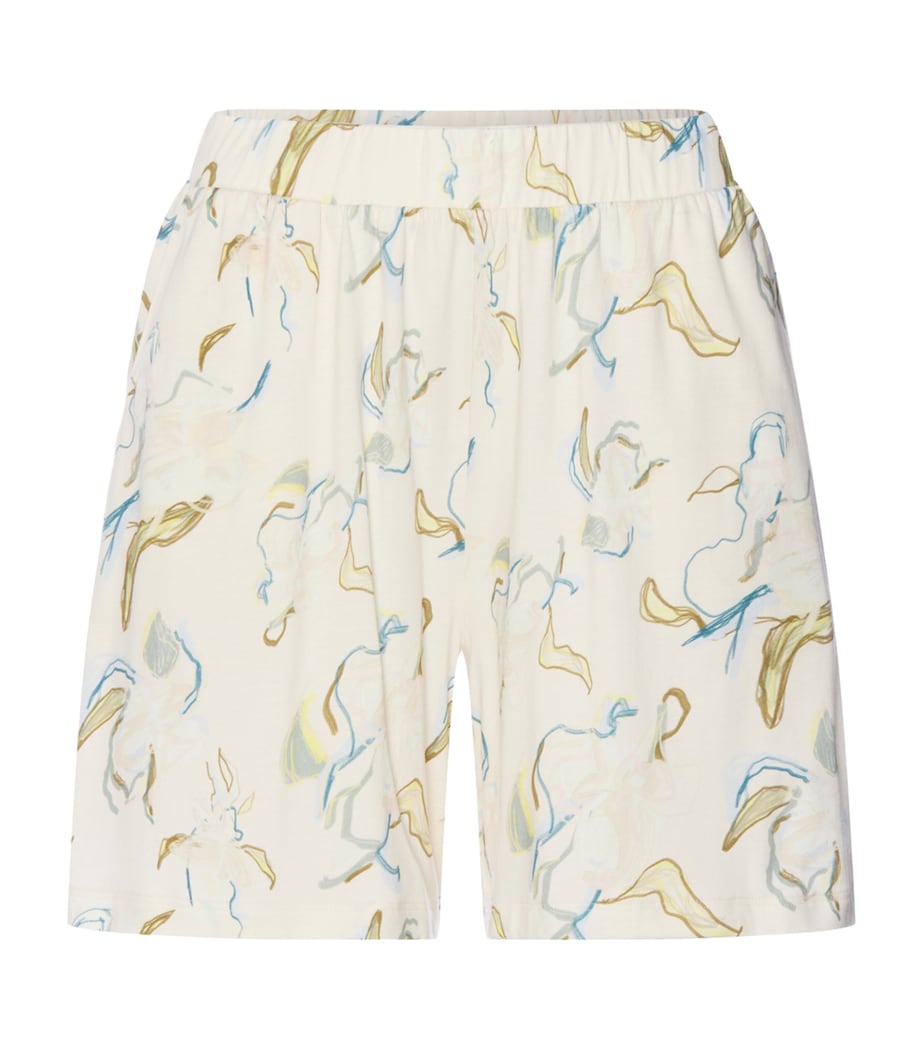 Hanro Womens Cotton-Modal Printed Sleep & Lounge Shorts Flowing Paint Image 1