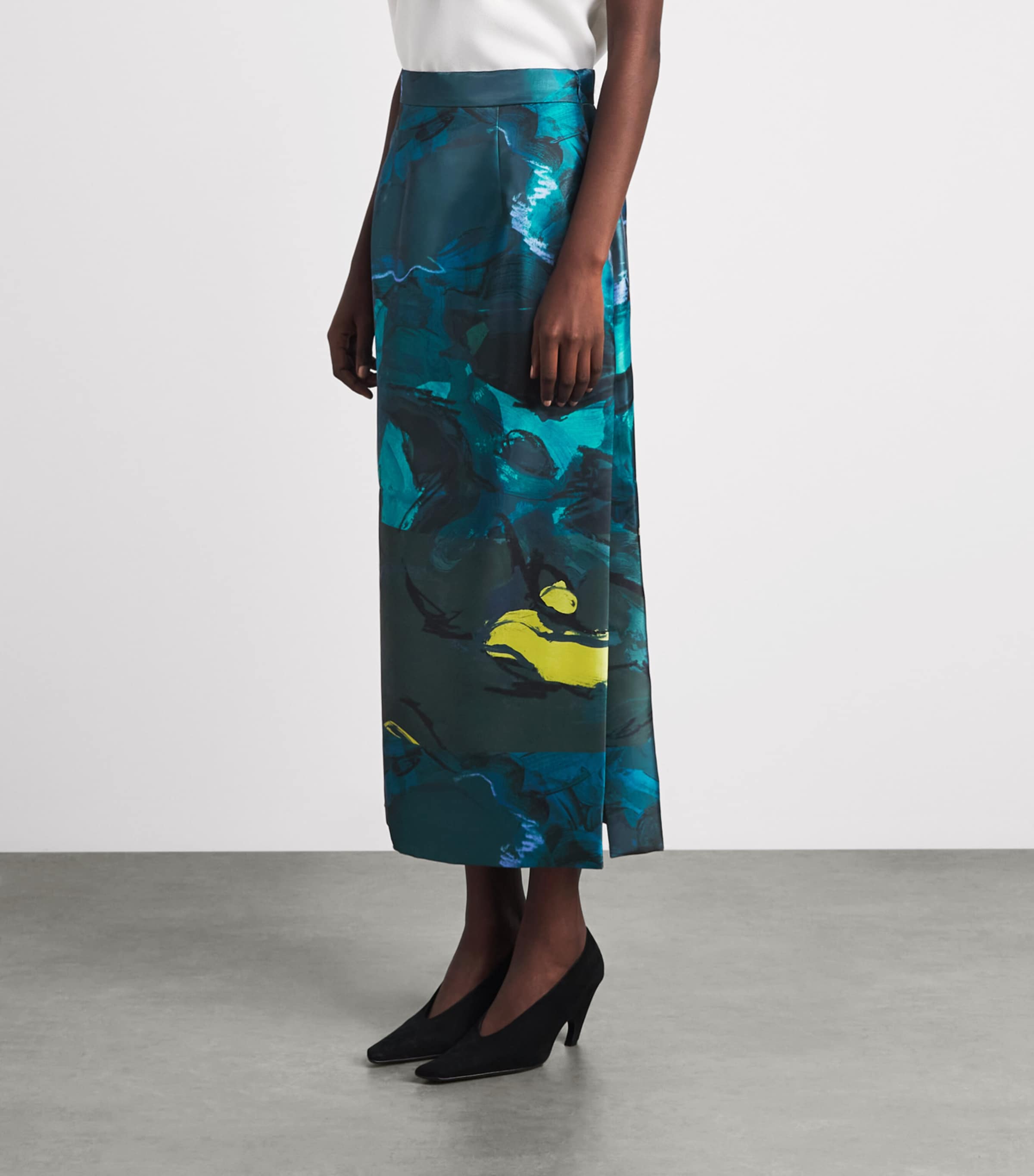 Roksanda Womens Brushstroke Print Irma Midi Skirt Brushverdant Image 4