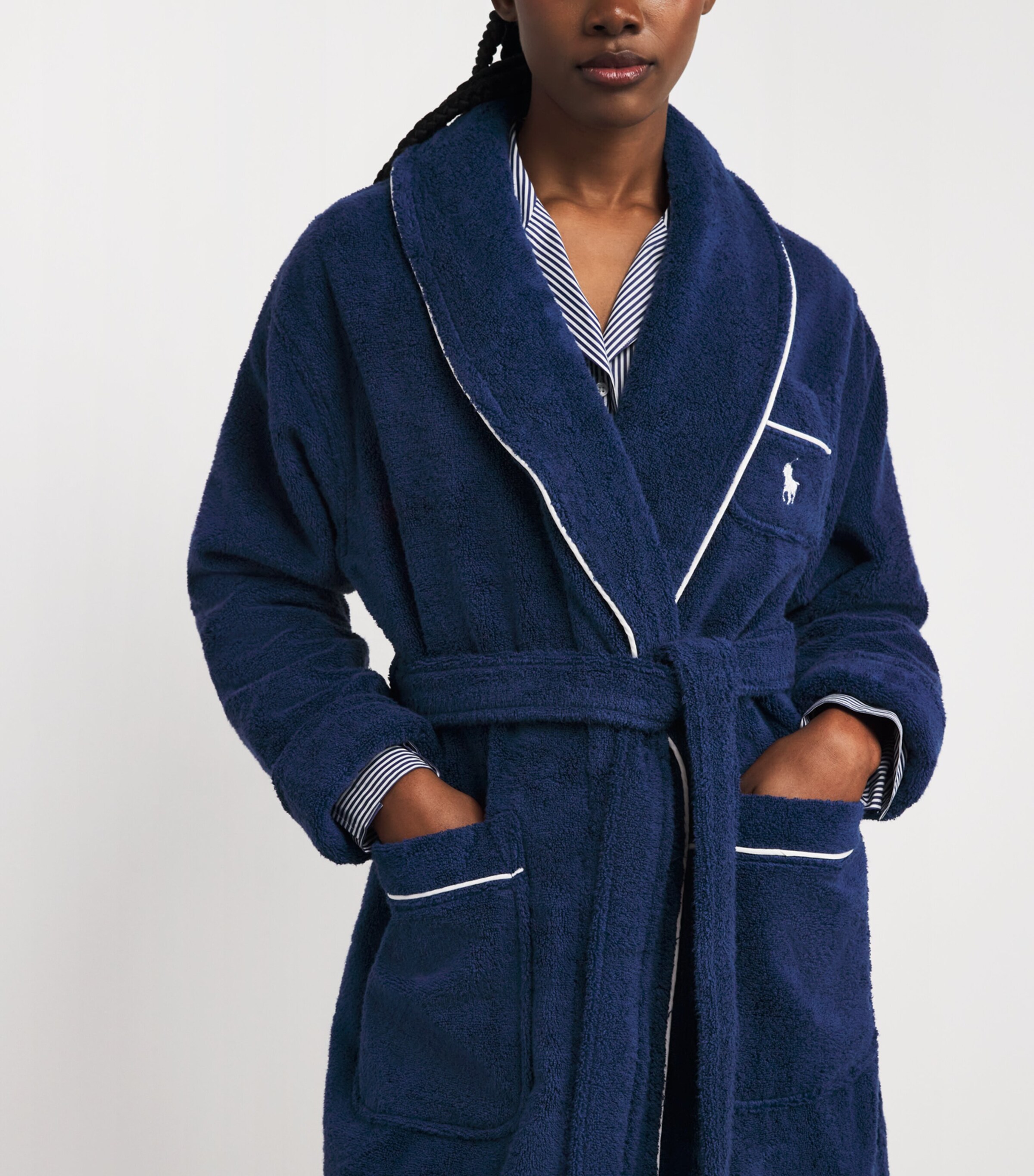 Cotton Terry Robe NAVY Image 4
