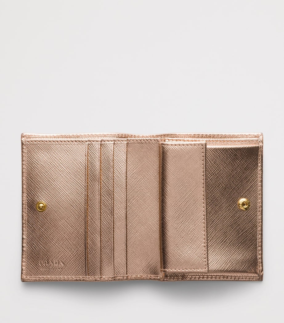Prada Small Metallic Saffiano Leather Wallet Powder Image 2