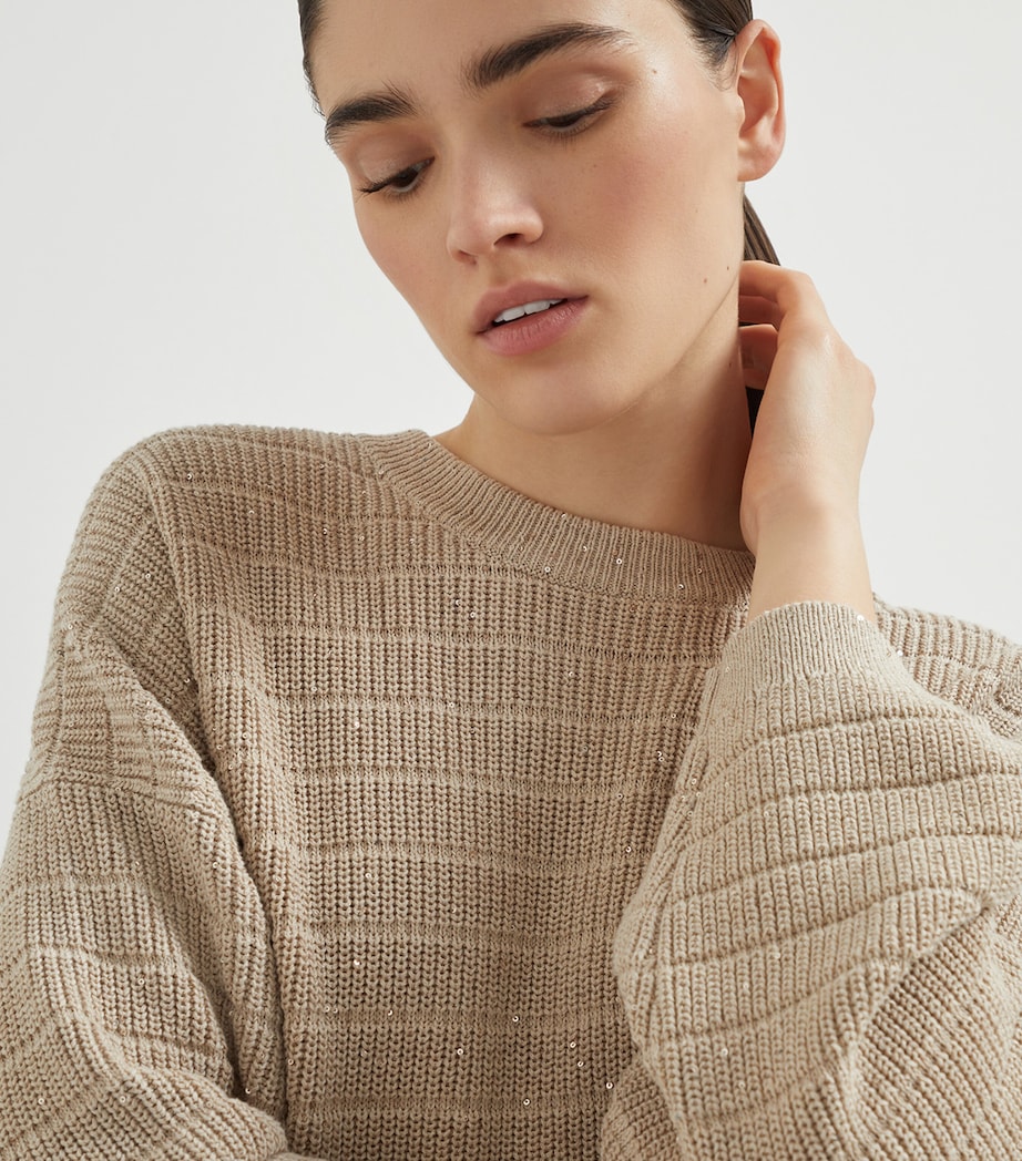 Cotton-Blend Sequin-Embellished Sweater C059 Image 6