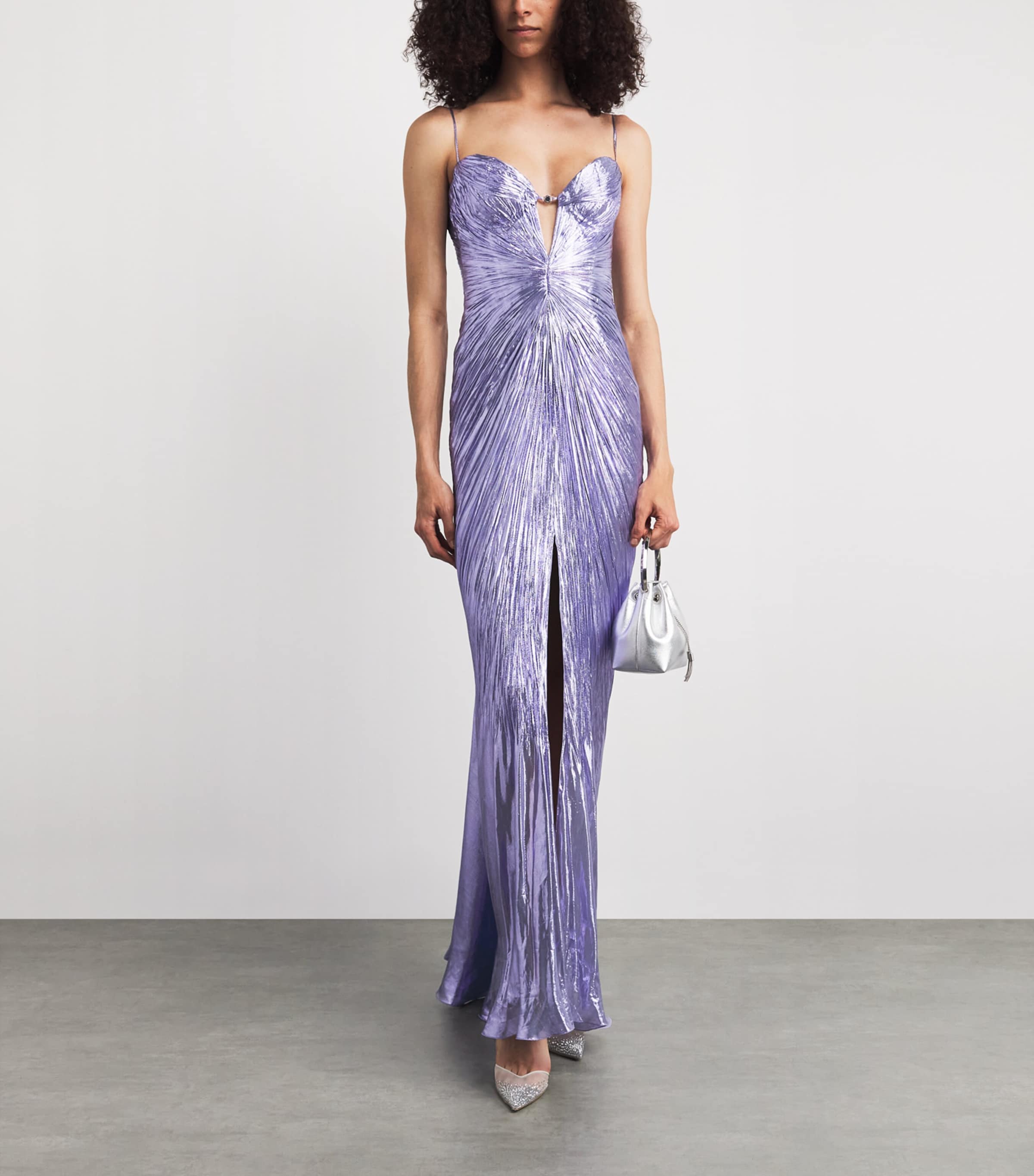 Maria Lucia Hohan Womens Chiffon Pleated Sara Maxi Gown Dahlia Image 2