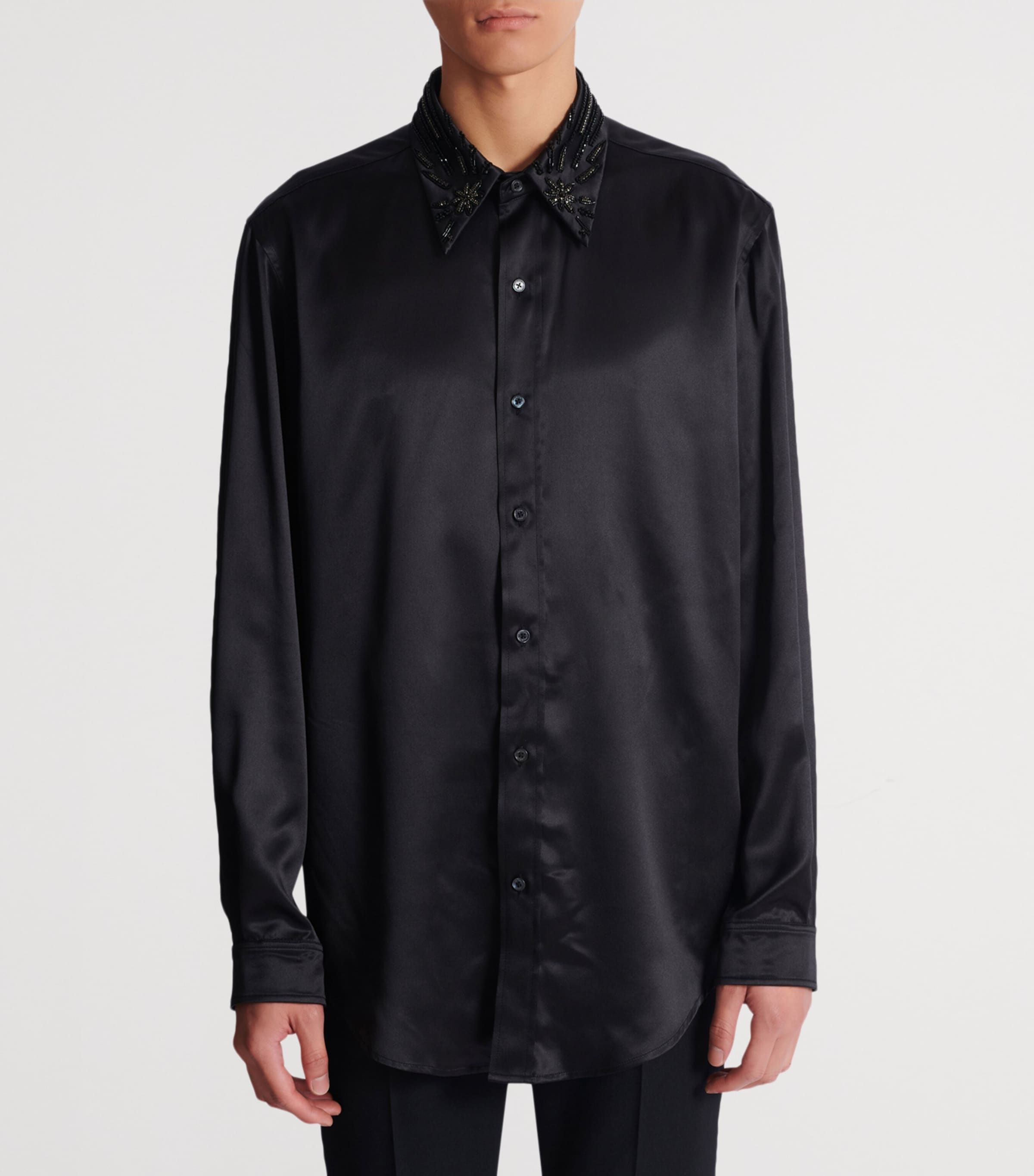 Satin Embellished Shirt EAP NOIR/NOIR Image 4