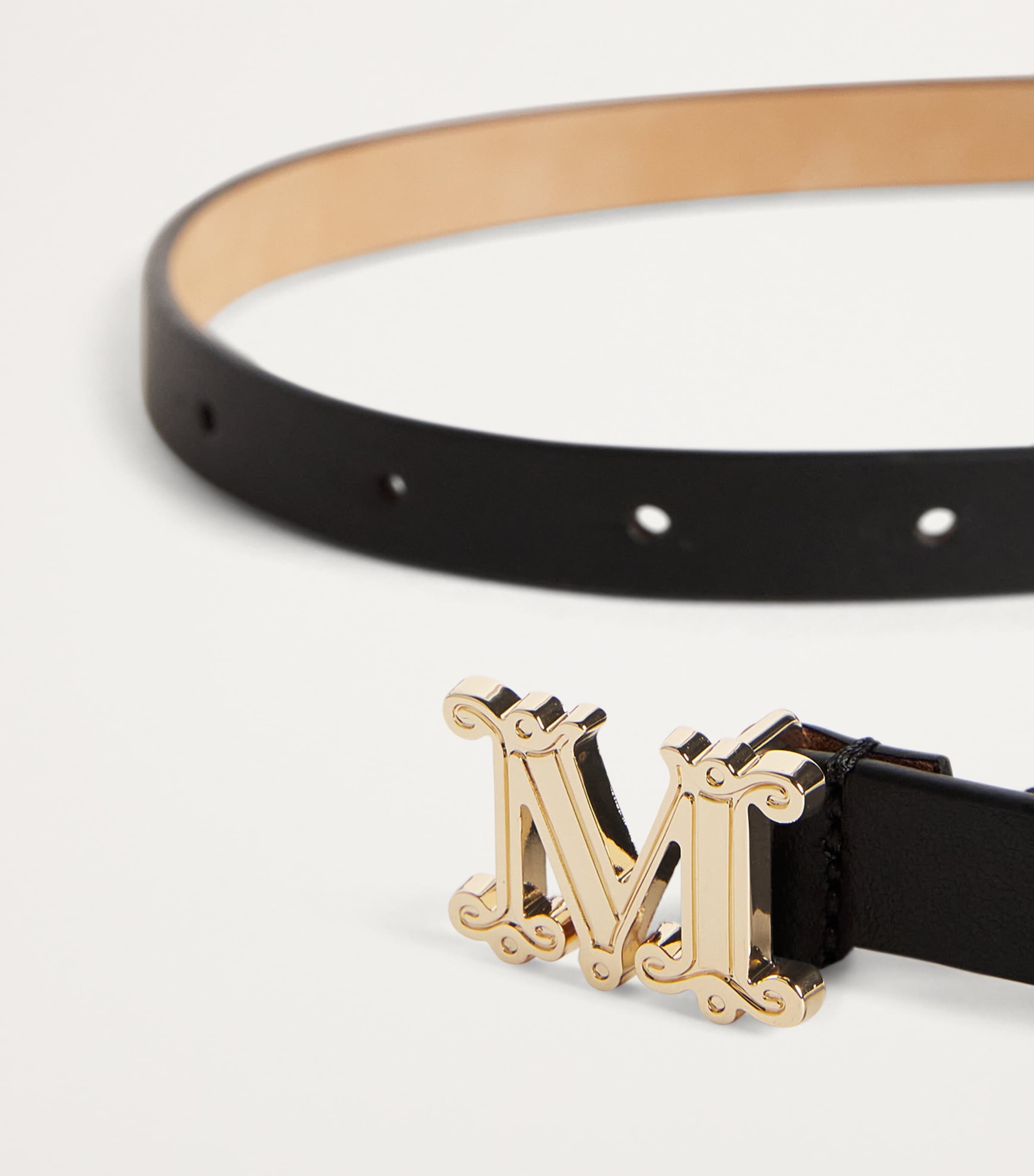 【Max Mara】 Logo leather belt Black leather belt female | Max Mara