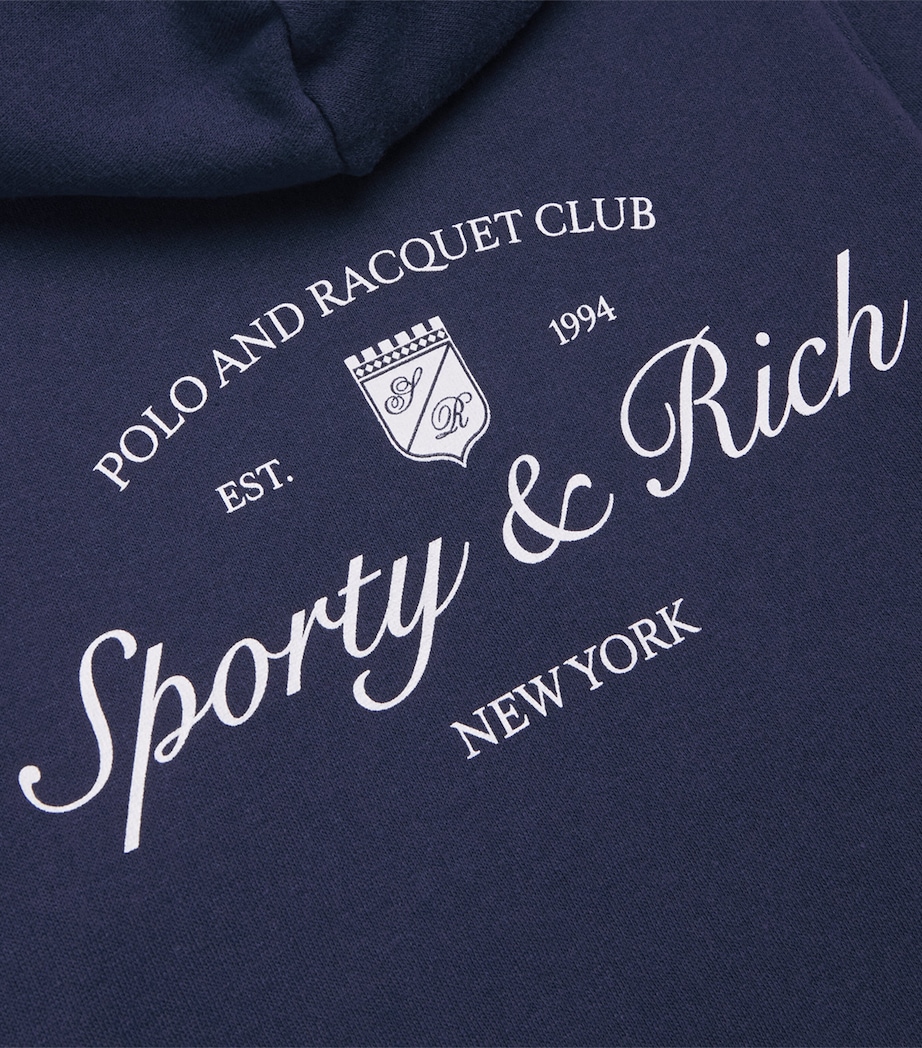 SPORTY & RICH KIDS Syracuse Hoodie (2-14 Years) Dark Navy Image 4