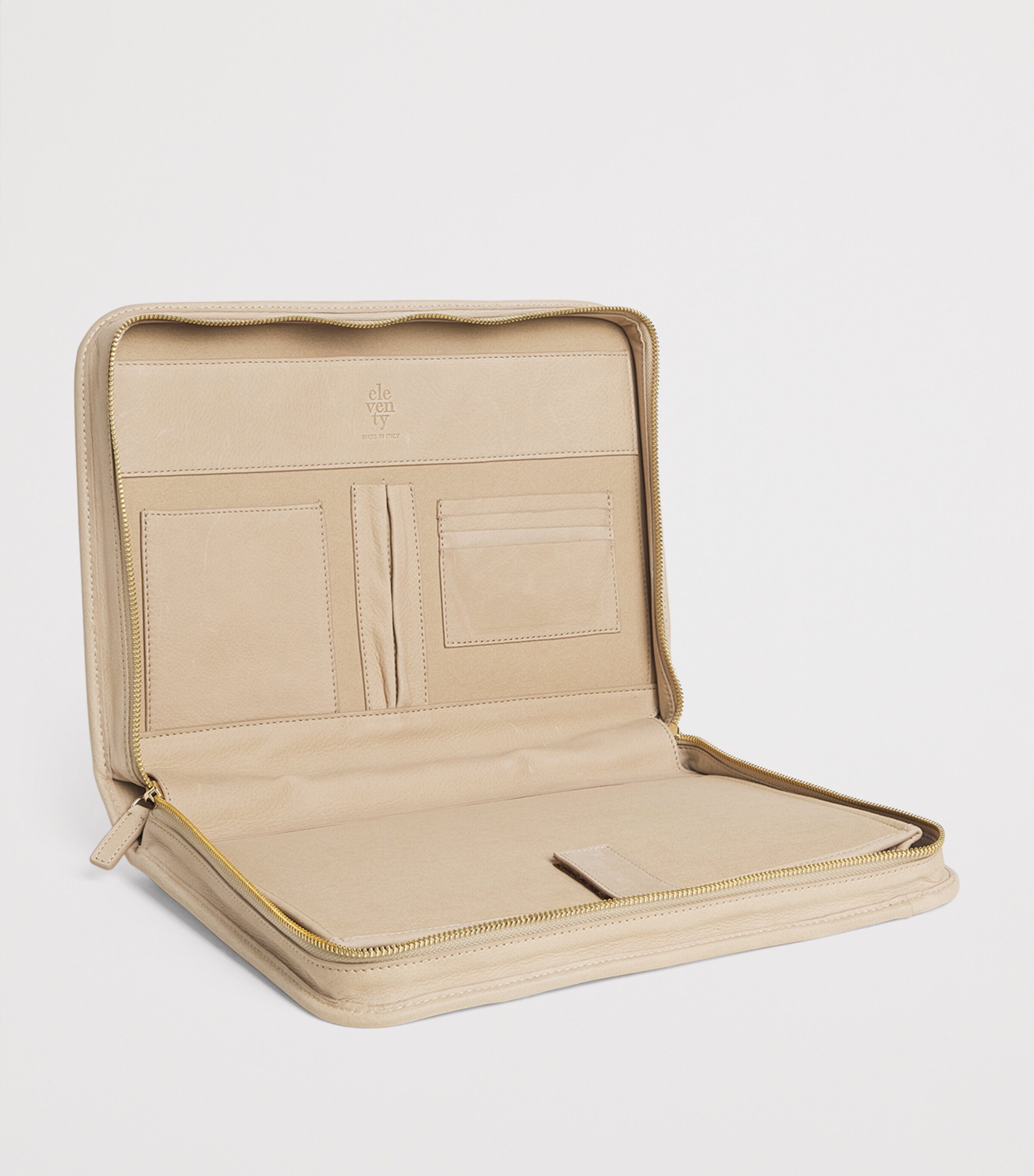 Canvas Leather-Detail Briefcase GRIGIO ARGILLA Image 3