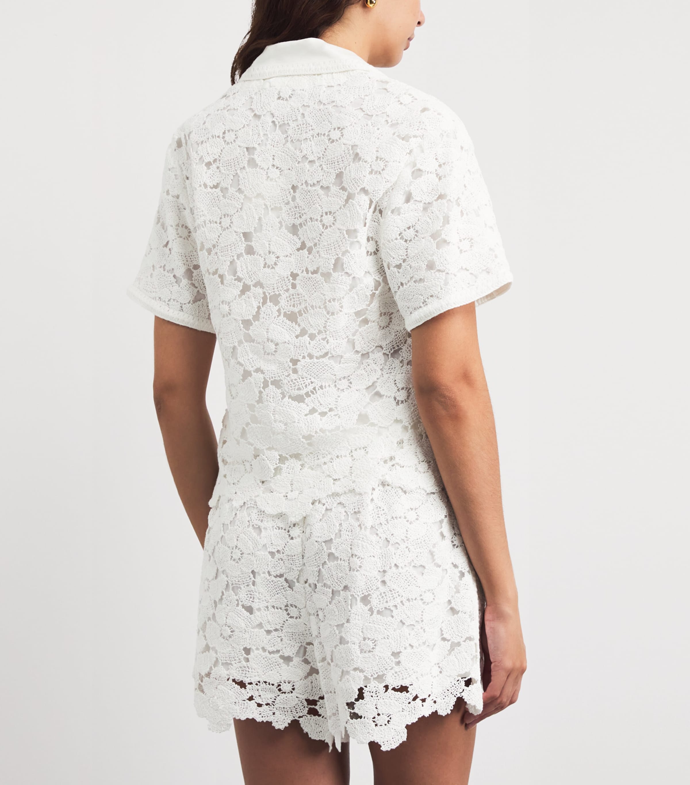 Simkhai Womens Lace Glenn Camp Shirt Ivory Image 5
