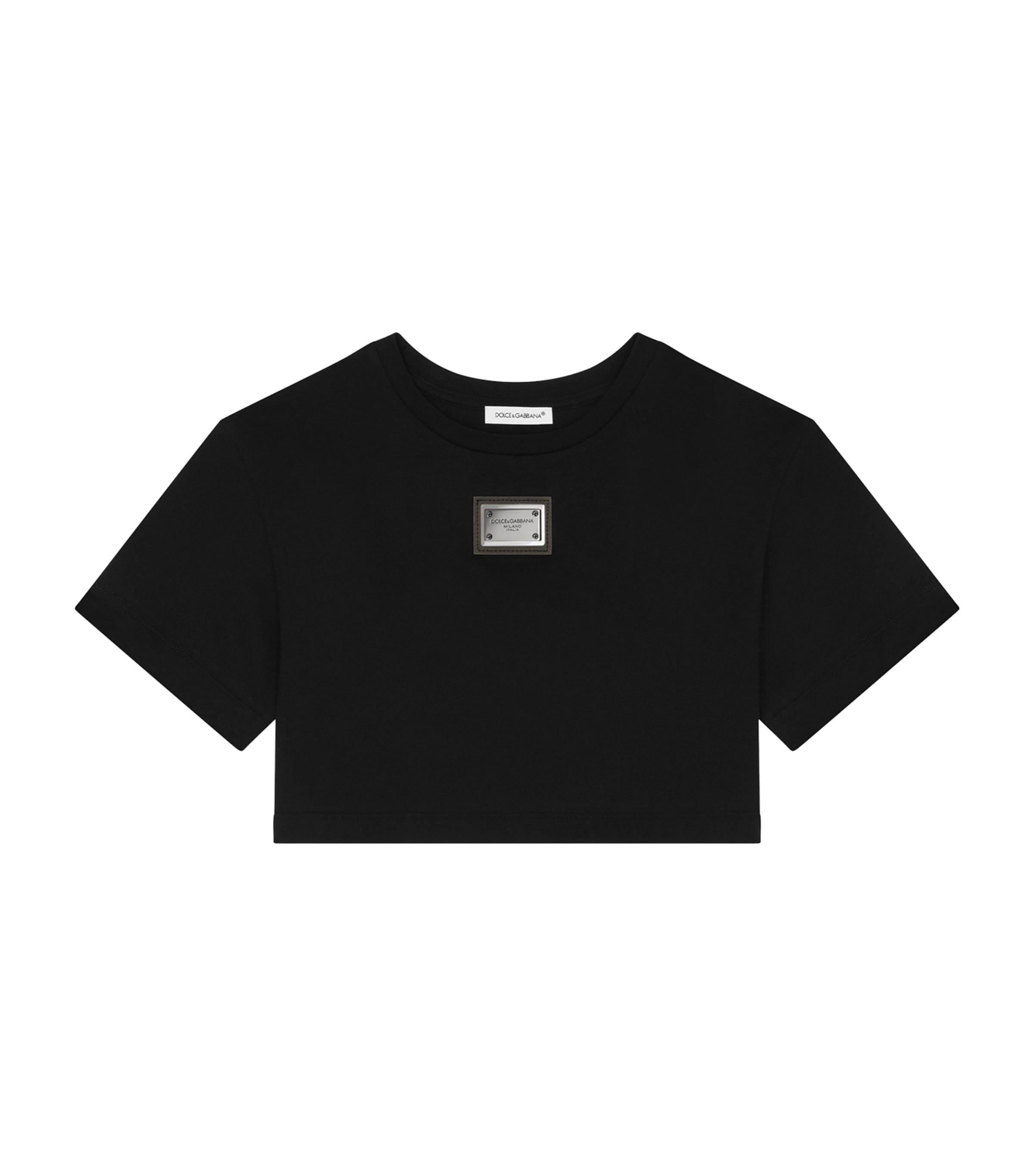 Dolce & Gabbana Kids' Jersey T-shirt With Logo Tag In Black