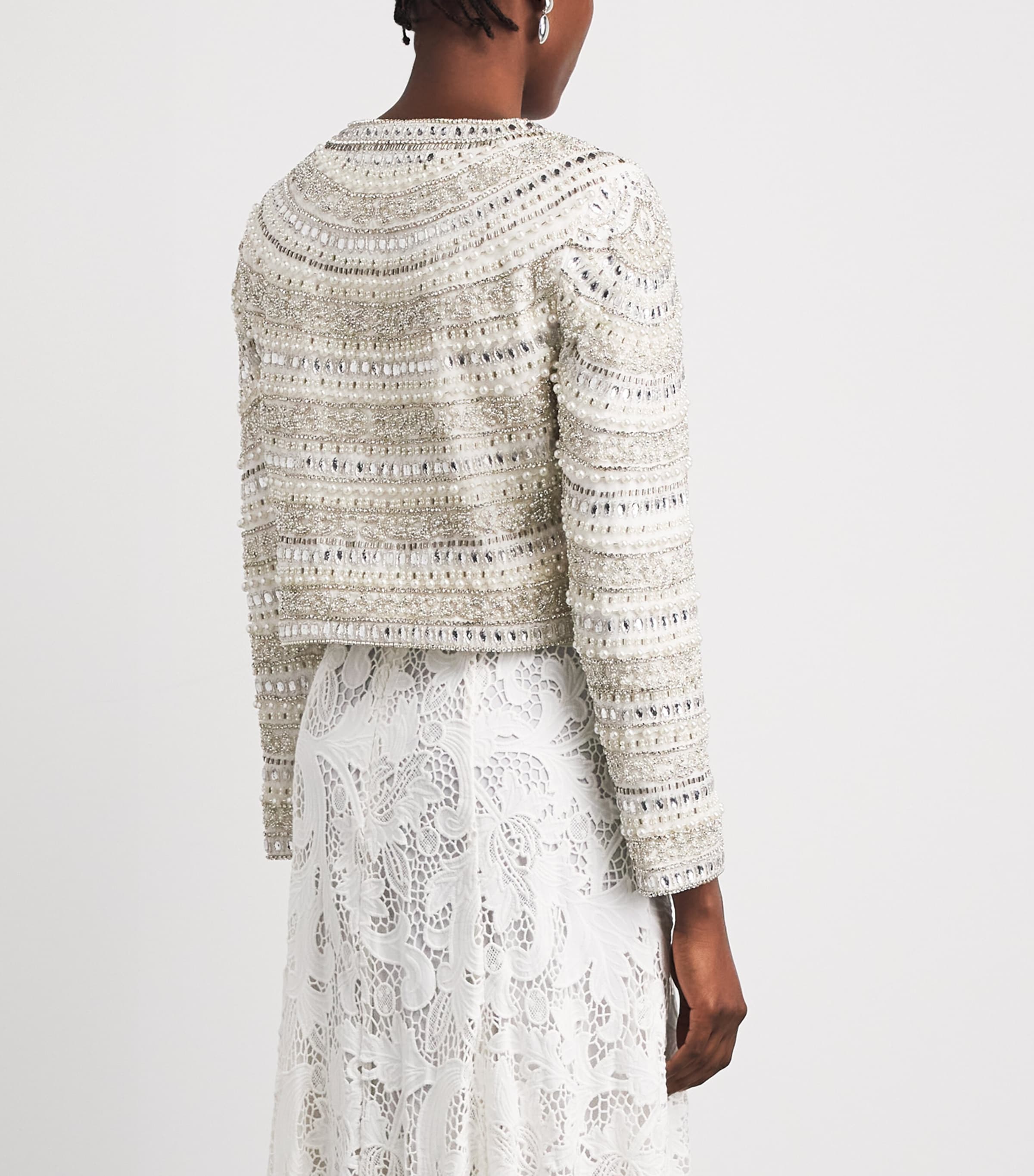 Alice+Olivia Womens Embellished Kidman Jacket Off White/silver Image 5