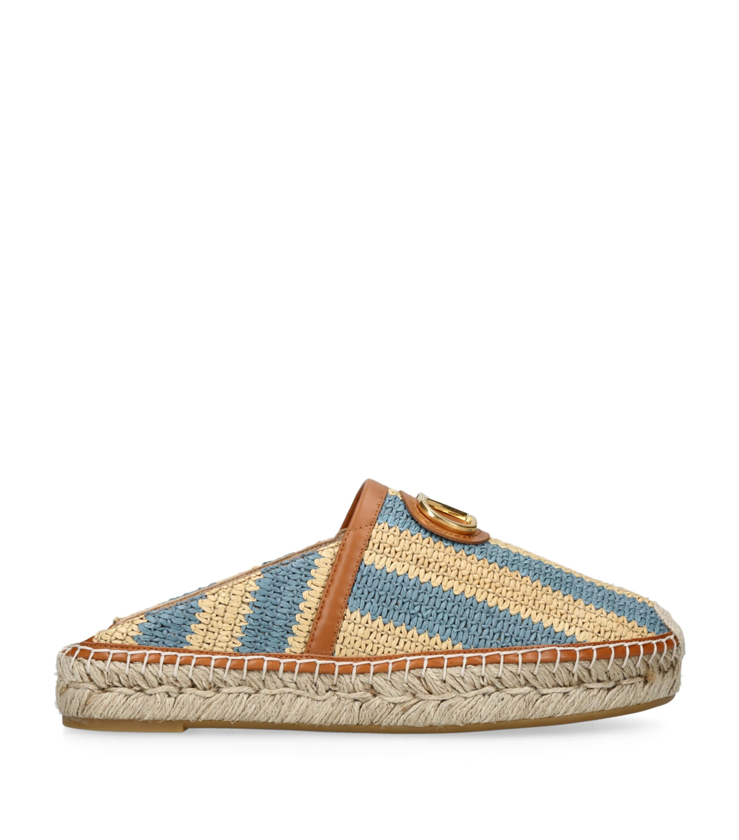 Valentino Garavani Leather Espadrille Mules Beige Comb Image 1