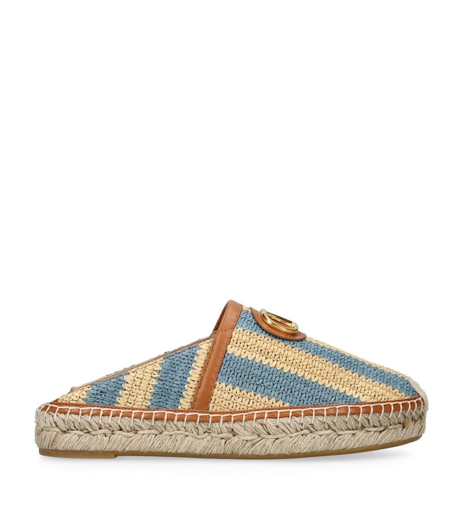 Valentino Garavani Leather Espadrille Mules Beige Comb Image 1