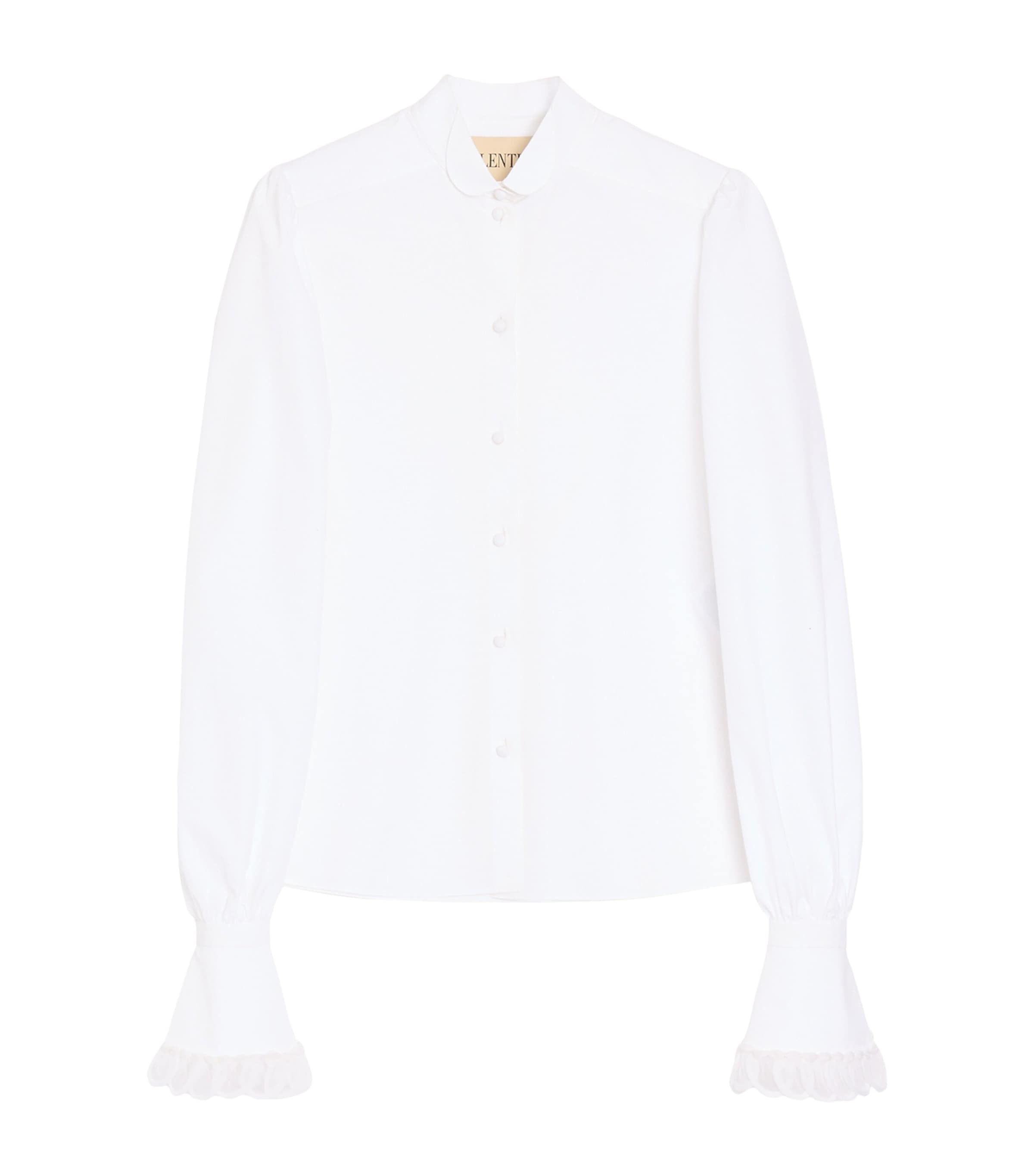 Valentino Womens Cotton Scalloped-Cuff Shirt Image 1