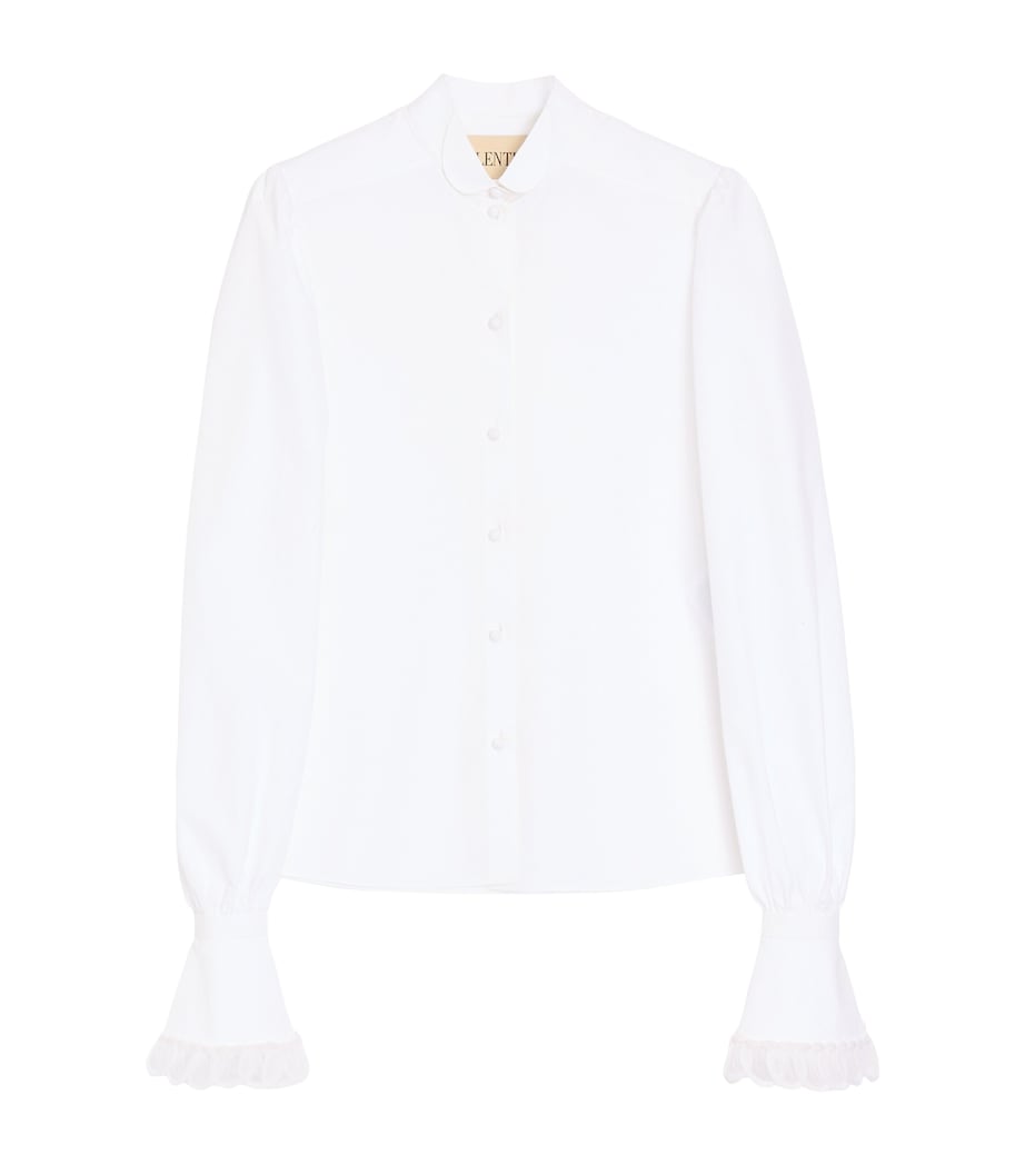 Valentino Womens Cotton Scalloped-Cuff Shirt Image 1