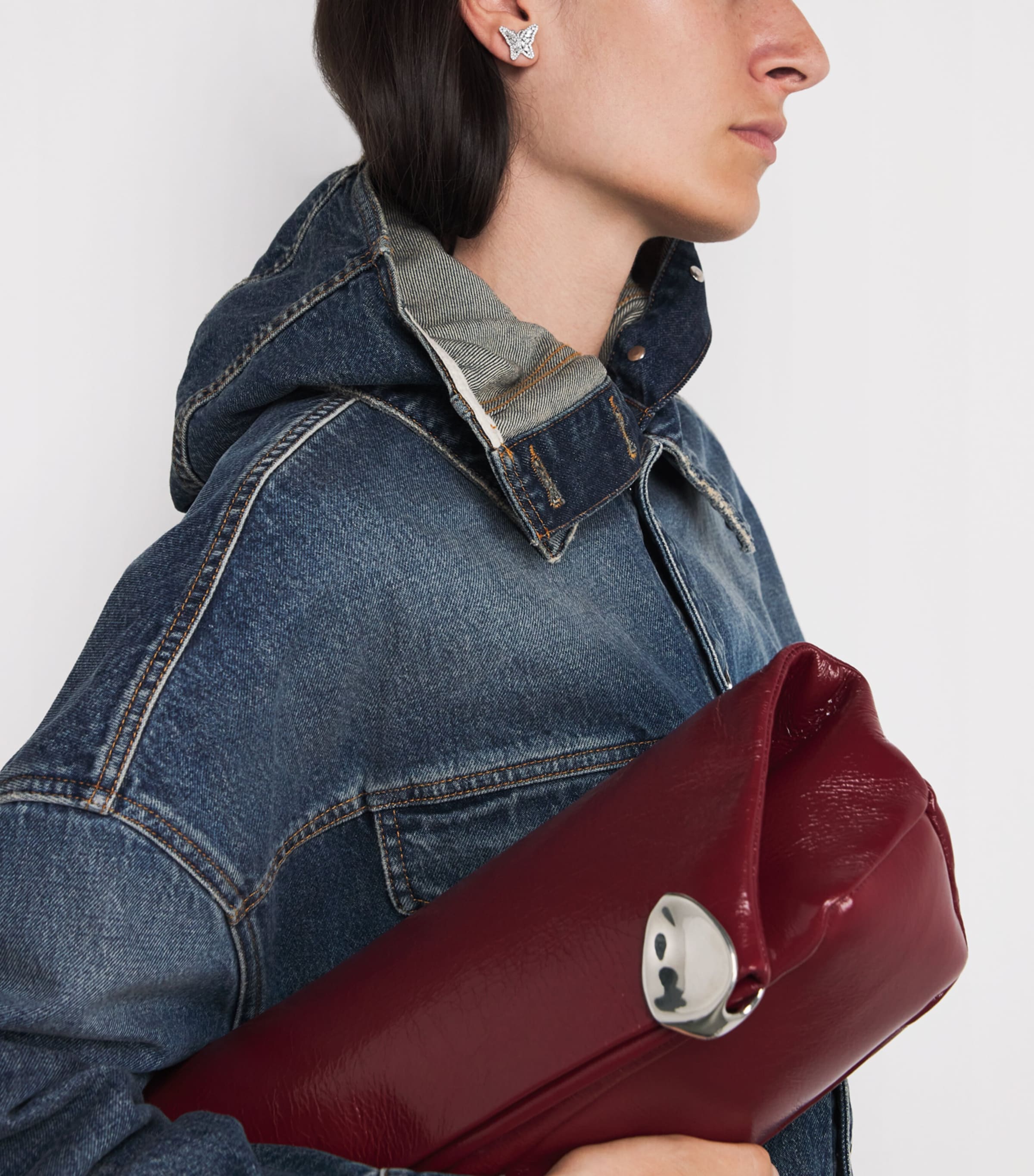 White Gold and Diamond Bold Butterfly Stud Earrings 18K WG/WD Image 5