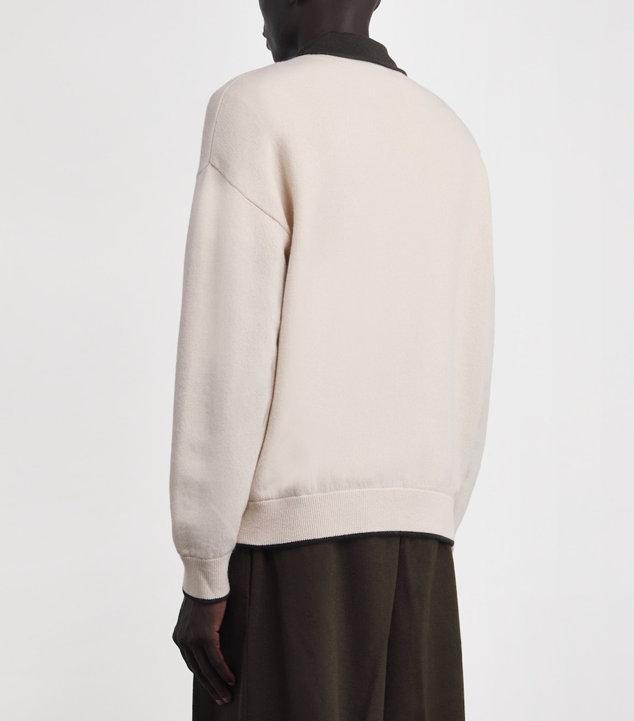 Virgin-Wool Logo Polo Sweater M1169 Image 4