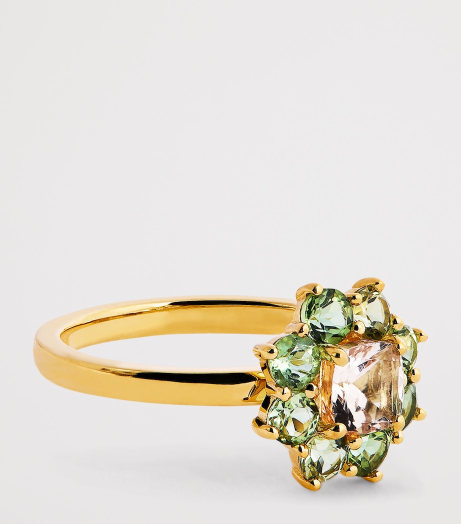 Yellow Gold and Tourmaline Flower Ring YELLOW GOLD Image 4