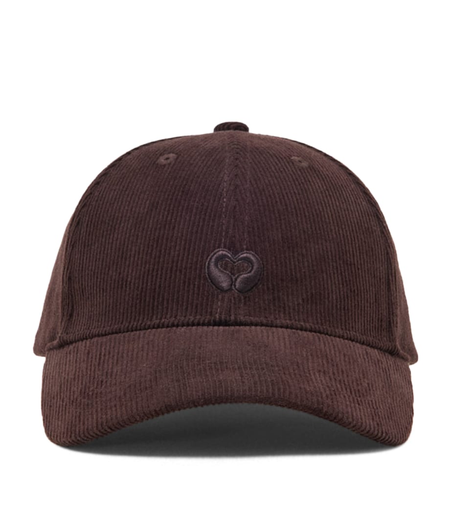 Maje Corduroy Logo Baseball Cap Dark Brown Image 1