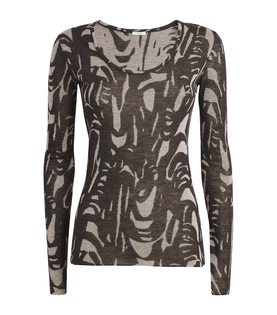 Joseph Womens Cashmere Villa Long-Sleeve T-Shirt Powder/cocoa Image 1