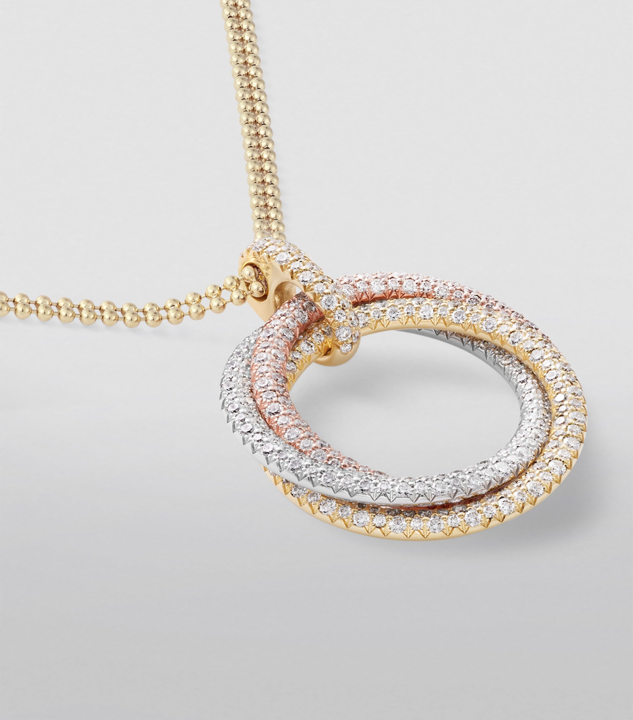 Mixed Gold and Diamond Trinity Necklace MIXED GOLD Image 7