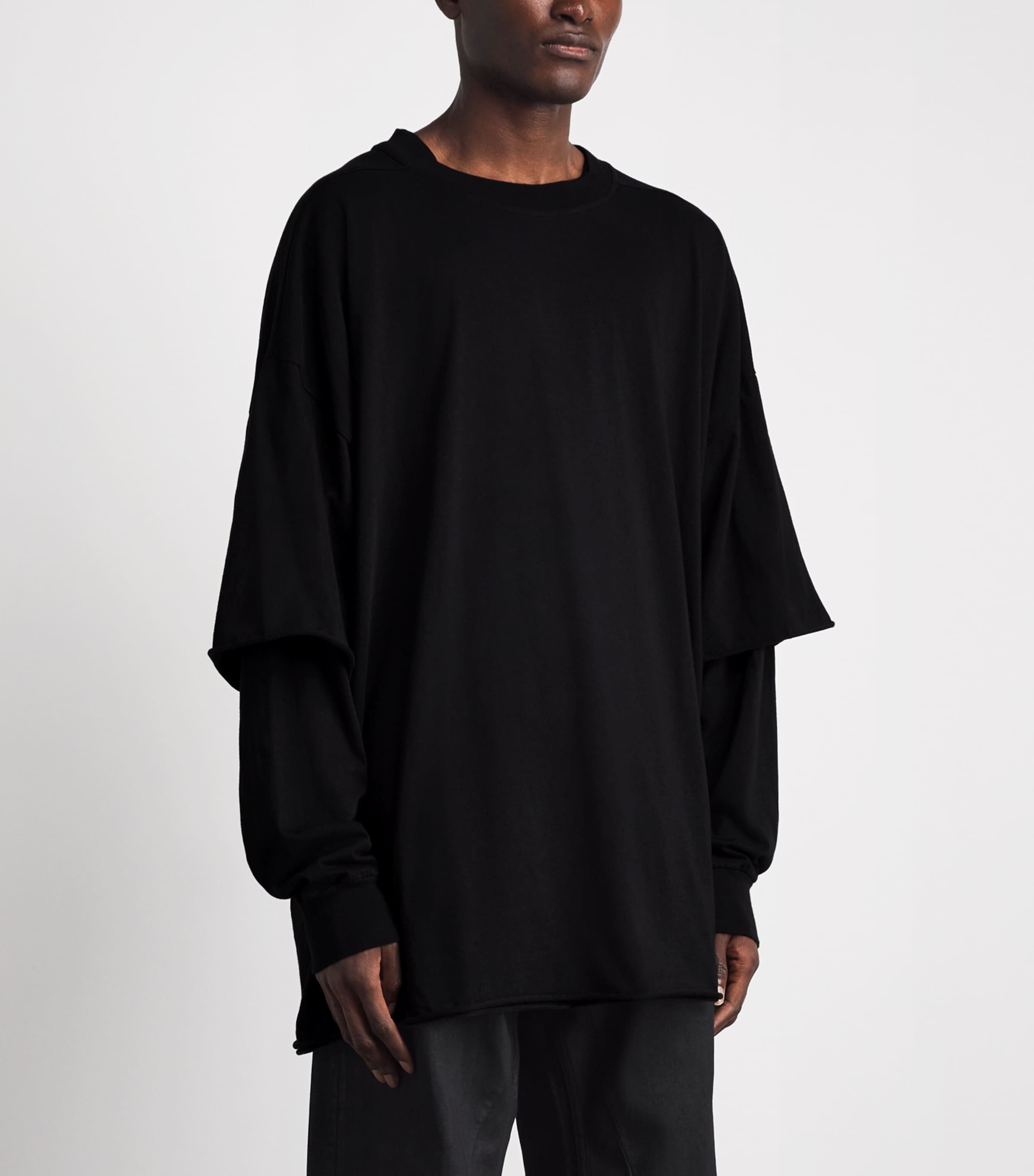 Rick Owens Mens Oversized Tommy Hustler Hoodie Black Image 4