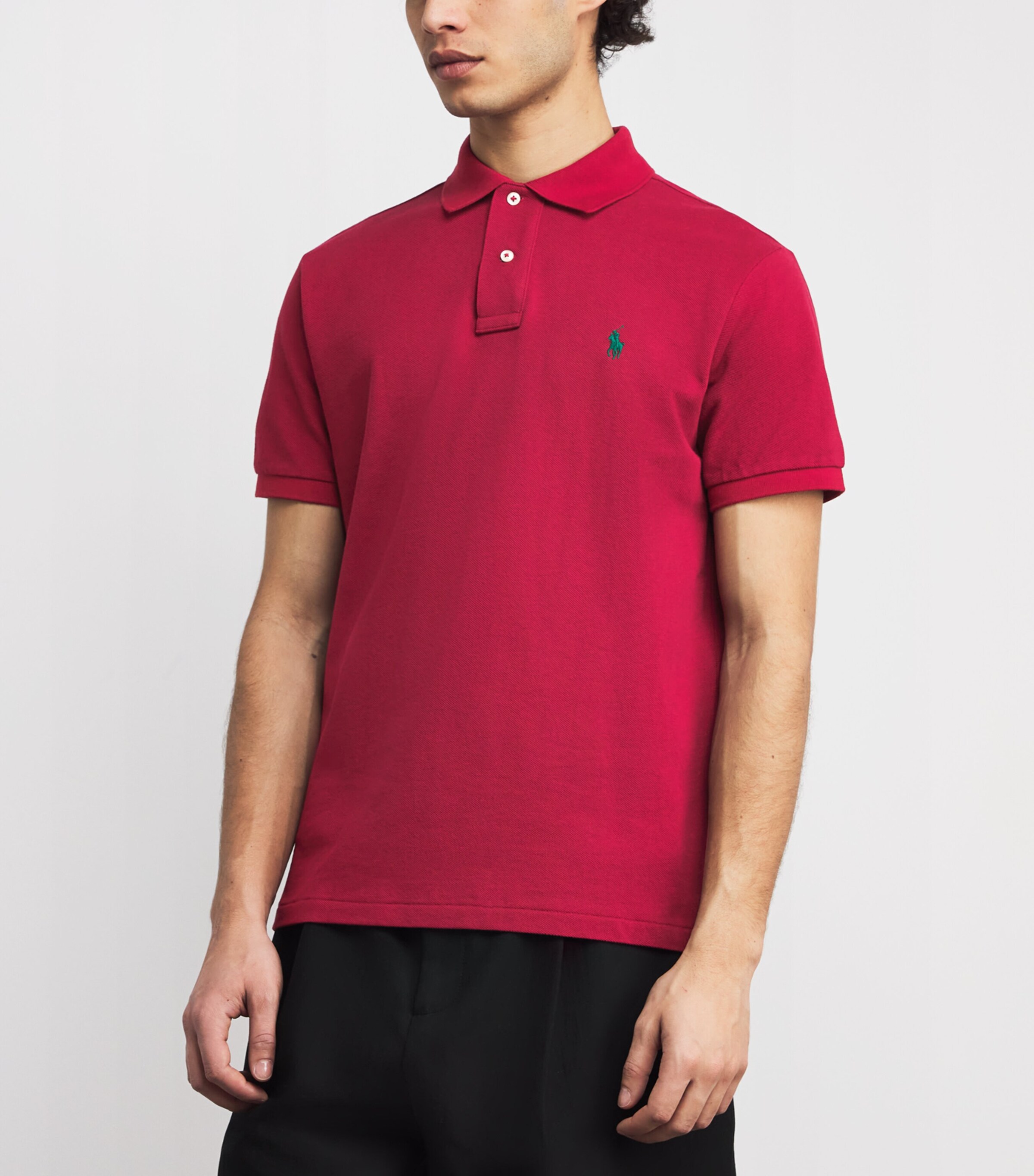 Cotton Mesh Custom-Fit Polo Shirt HERITAGE RED/C5213 Image 3