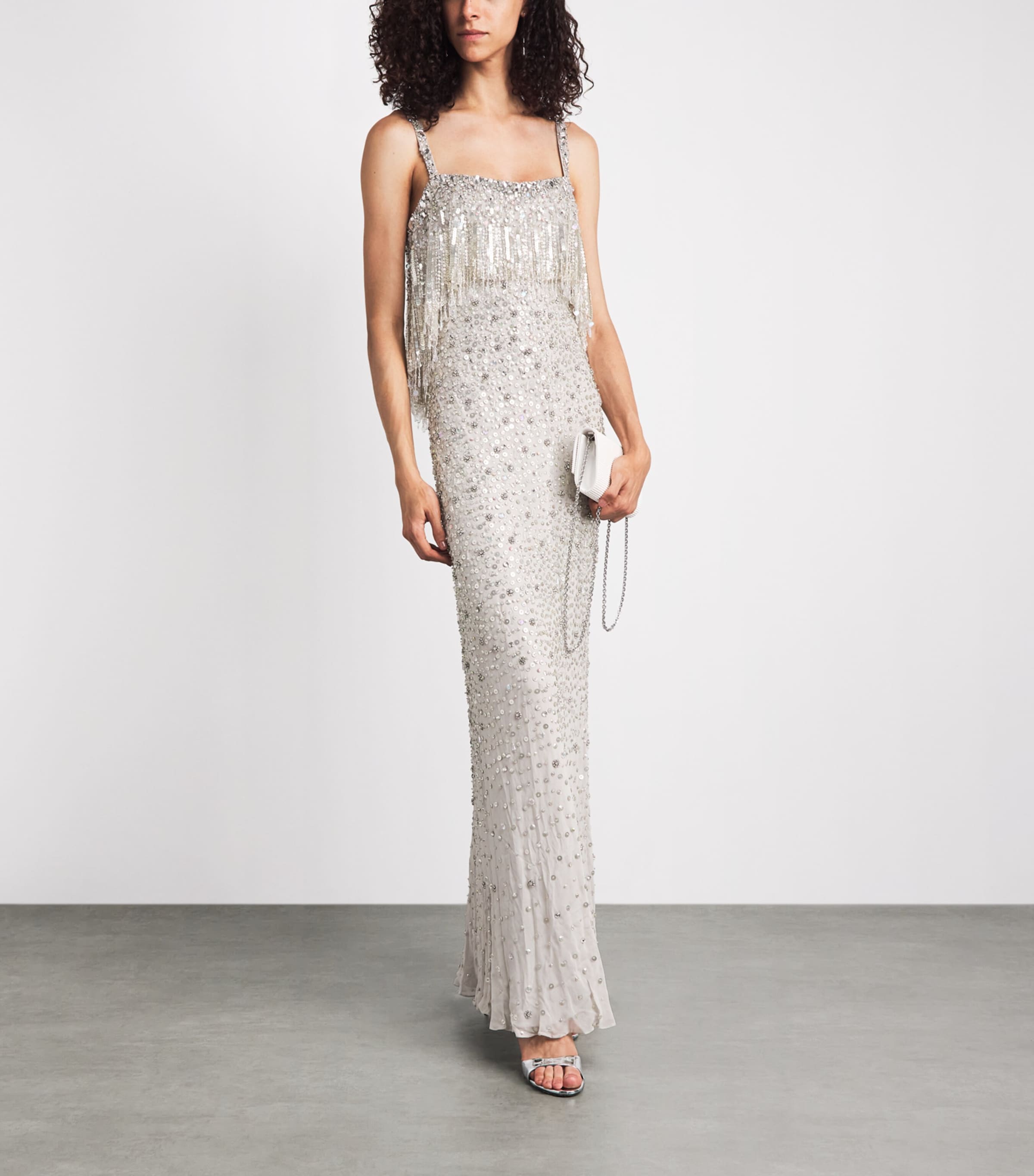 Jenny Packham Womens Embellished Iris Gown Snow Image 2