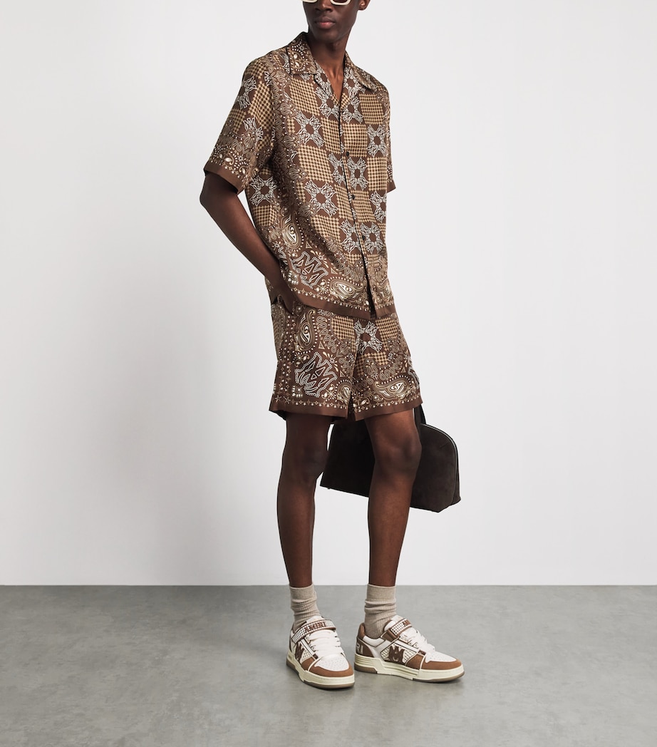 AMIRI Mens Silk MA Check Shorts Tobacco Image 2