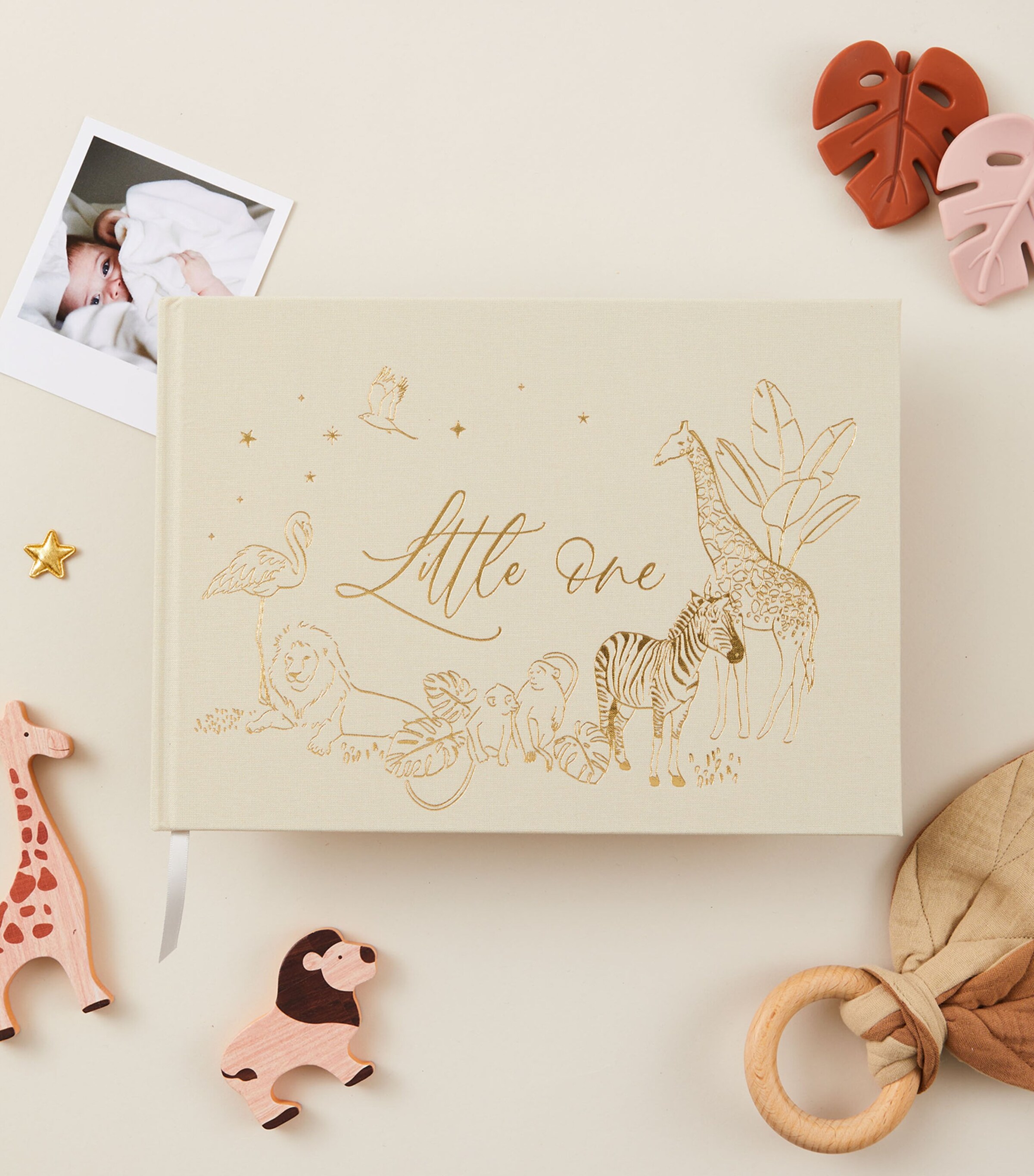Blush and Gold Safari Baby Memory Book Beige, Gold Image 2