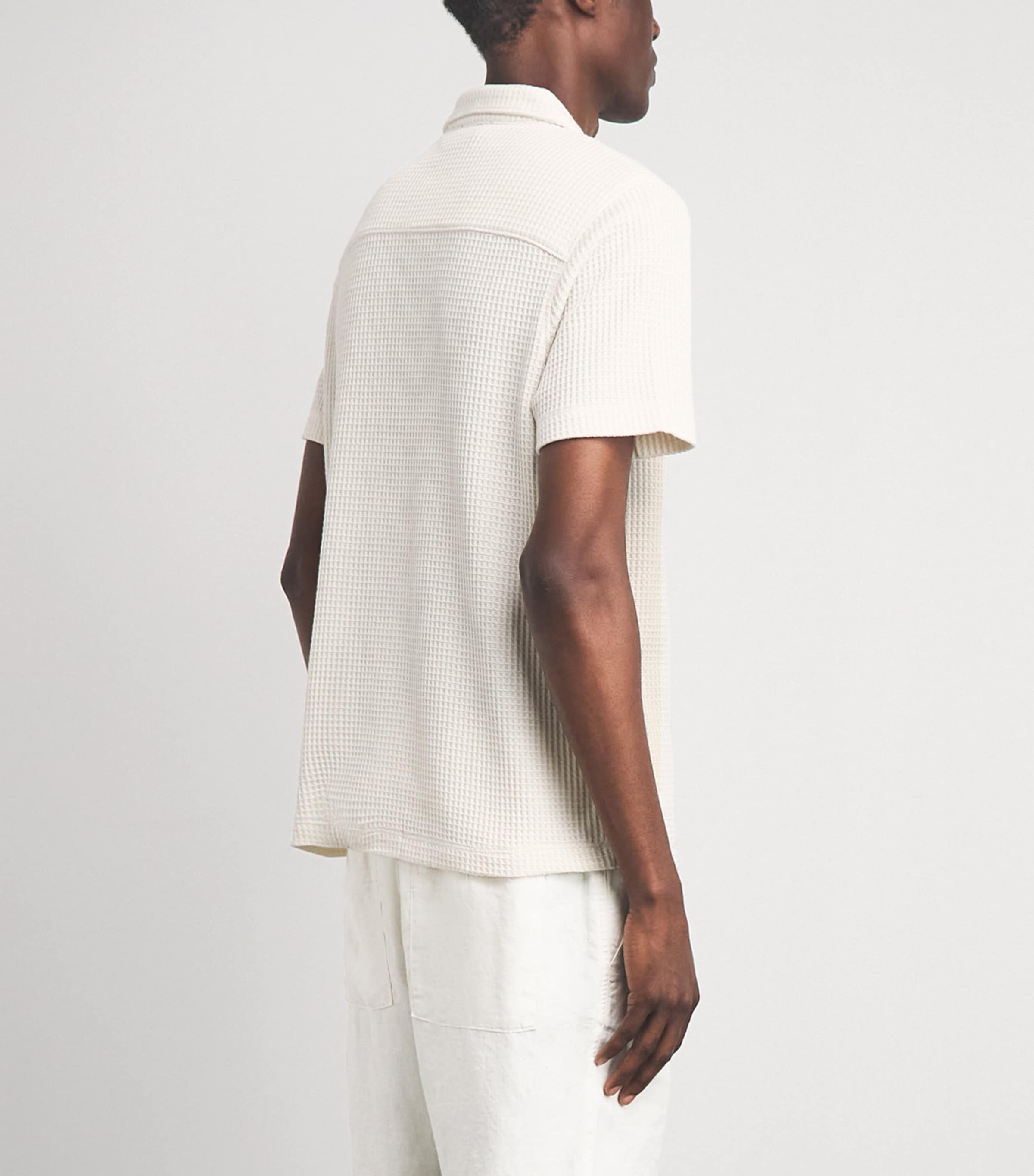 Vince Mens Waffle Knit Shirt Blanco Image 5