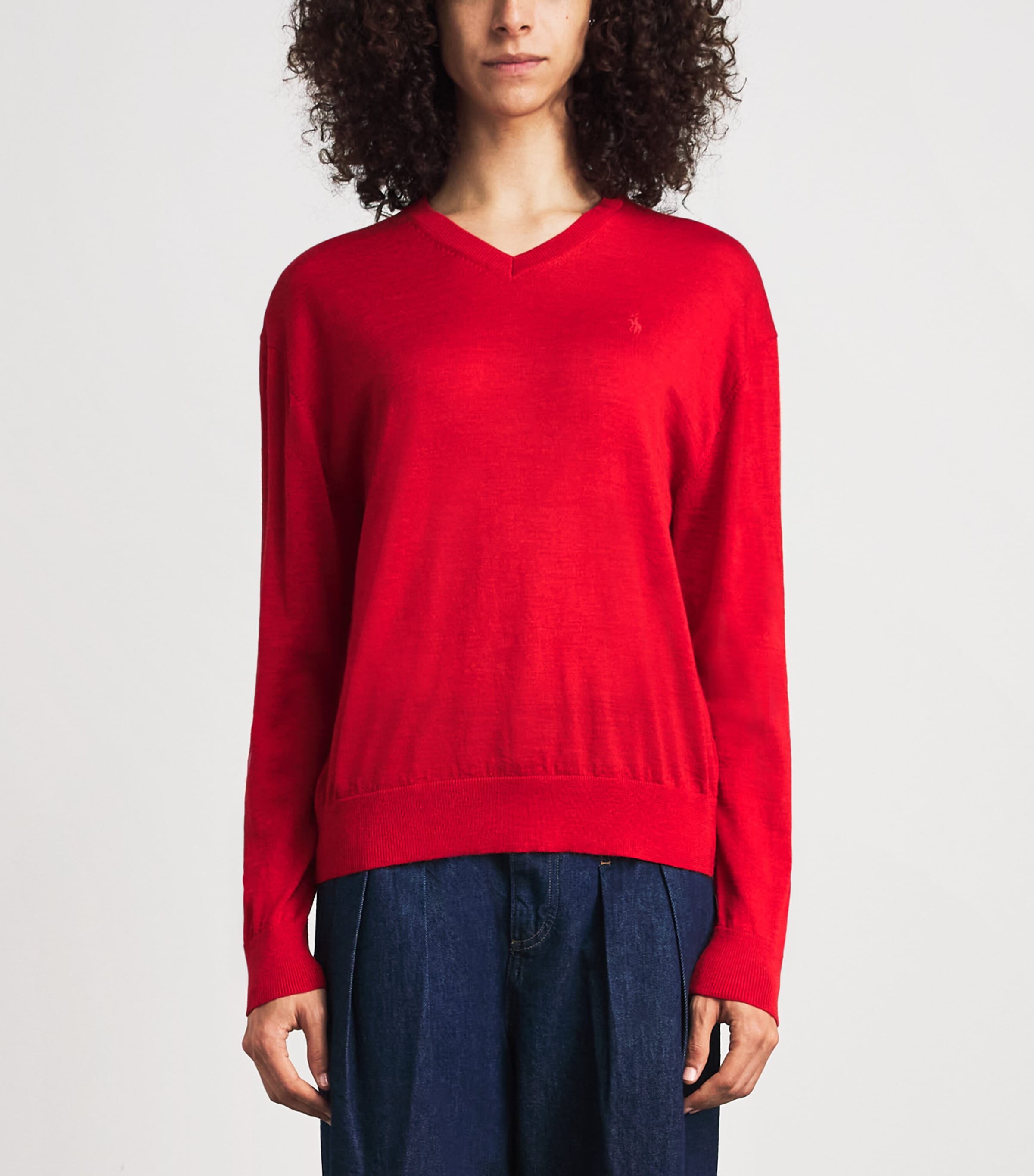 Polo Ralph Lauren Womens Wool V-Neck Sweater Flanders Red Heather Image 4