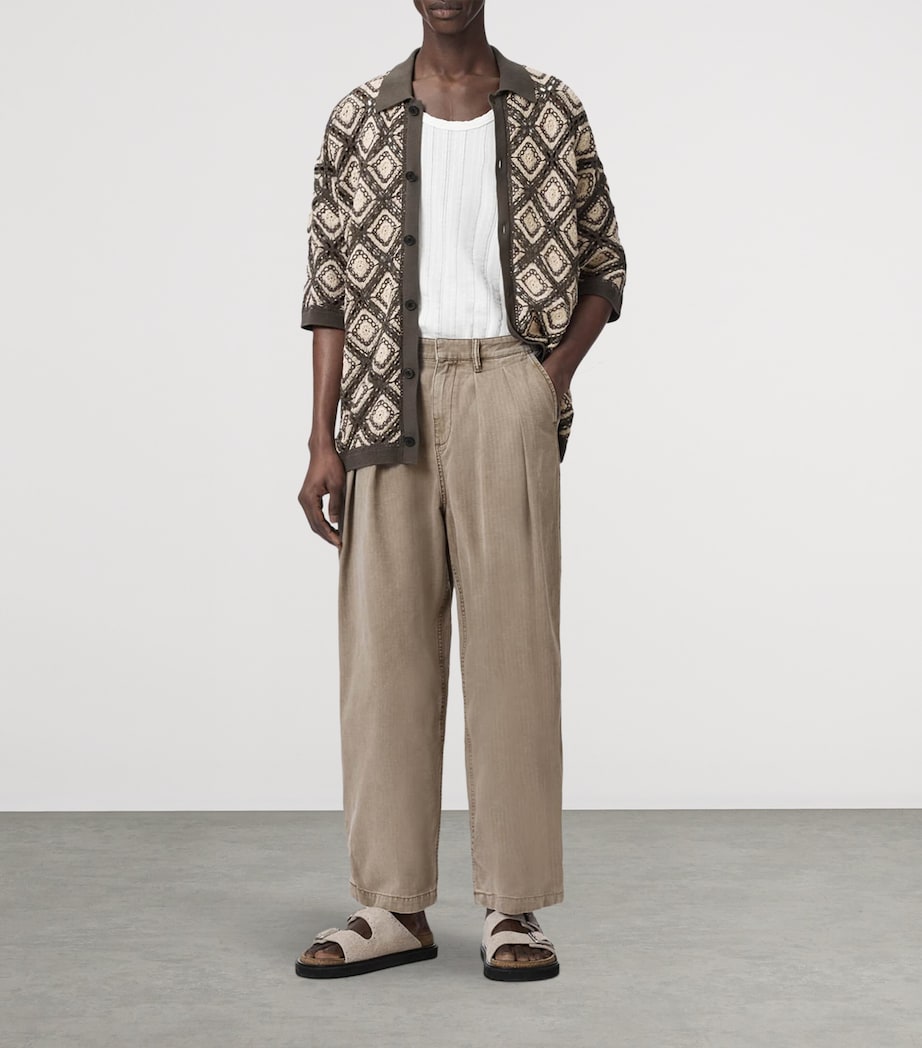 AllSaints Mens Organic Cotton Becco Trousers Stone Brown Image 5