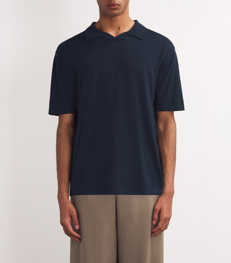 Mauro Compact Wool Polo Shirt DARK NAVY Image 3