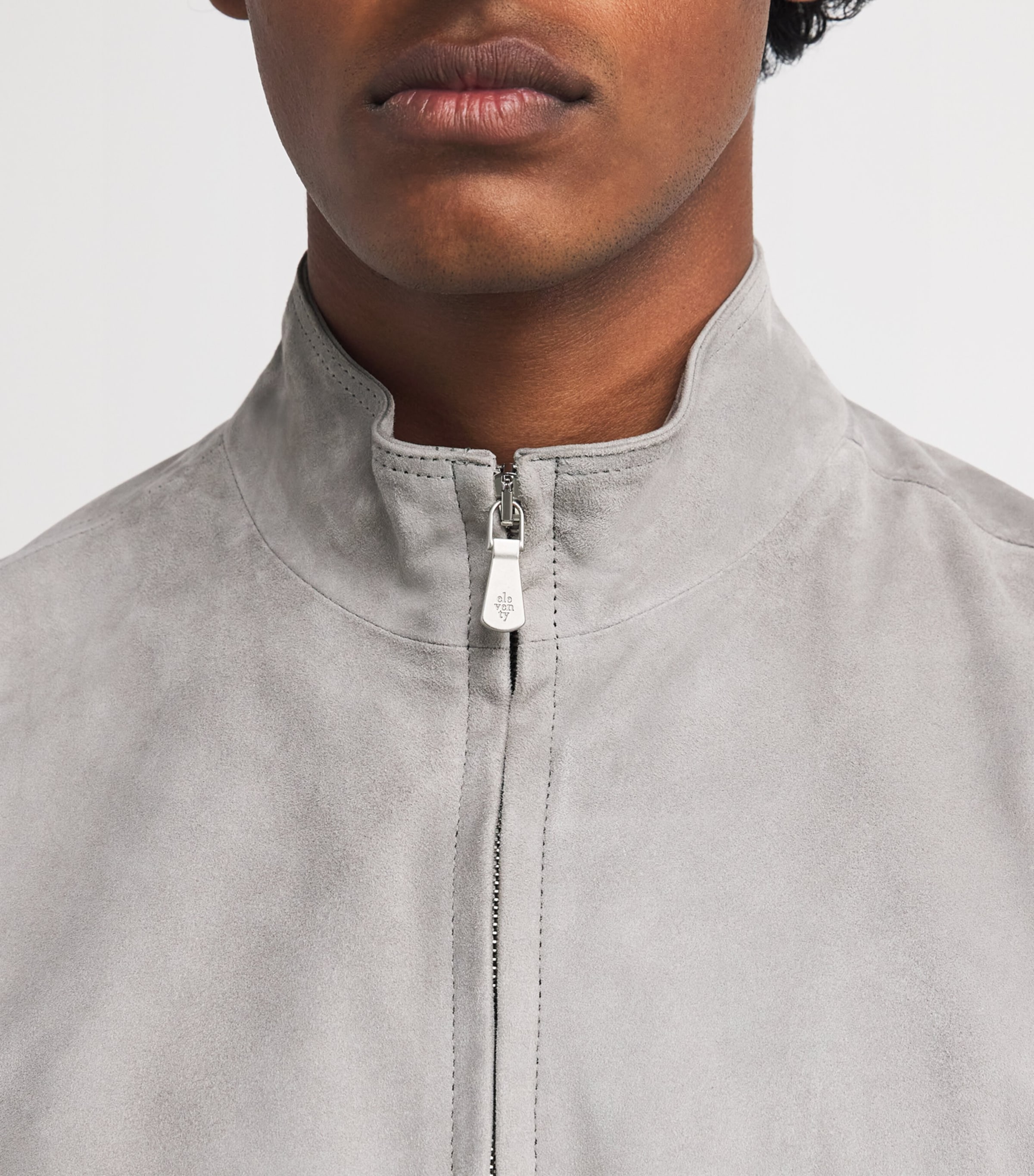 Suede Giubbino Capuccio Jacket BLU Image 6