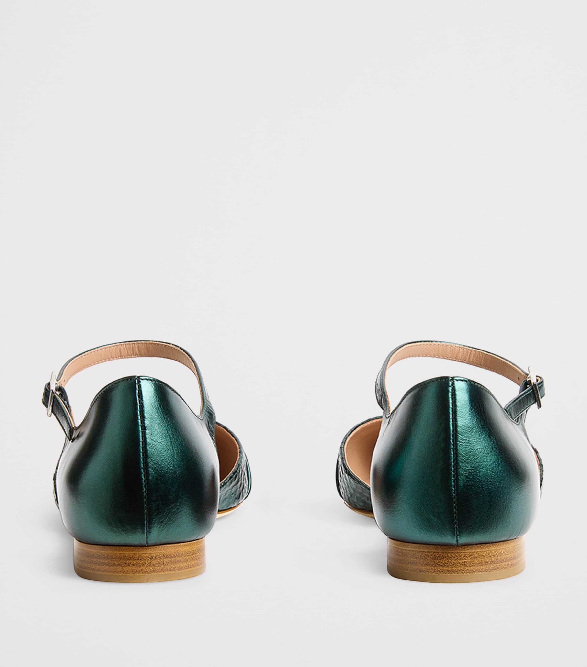 Leather Crocodile-Effect Ulla Flats DARK GREEN Image 4