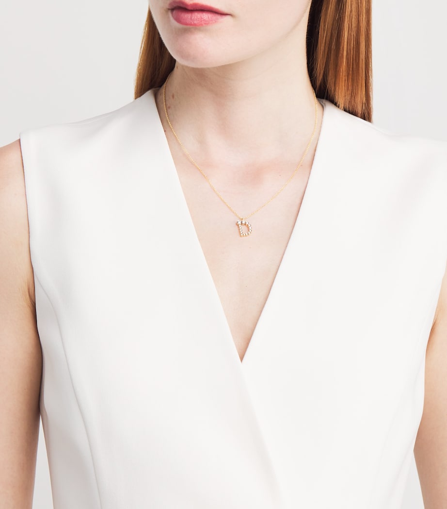 Yellow Gold and Diamond Soprano 'D' Necklace YELLOW GOLD Image 4