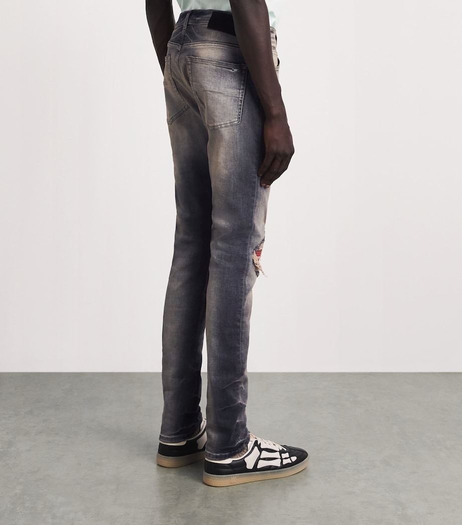 AMIRI Mens Ripped MX1 Skinny Jeans Perfect Antiqu Black Image 5